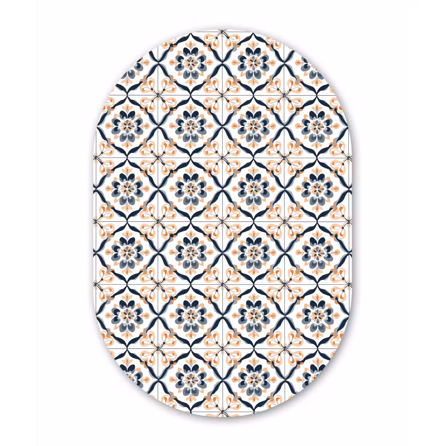 Bladvorm - Patroon - Kleurrijk Wandcirkel Ovaal Aluminium middel 839 -3d