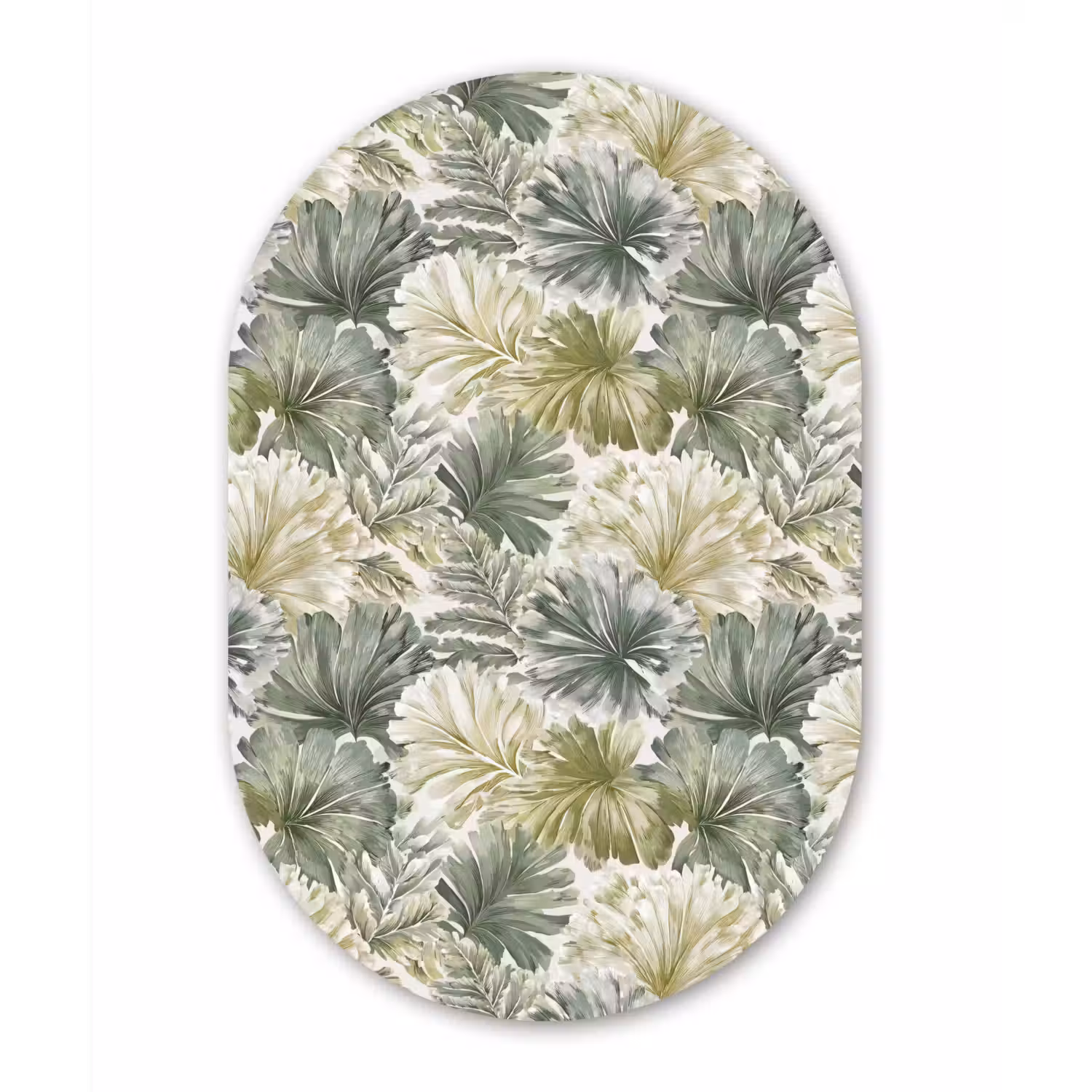 Bladeren - Botanisch - Groen Wandcirkel Ovaal Aluminium middel 839 -3d