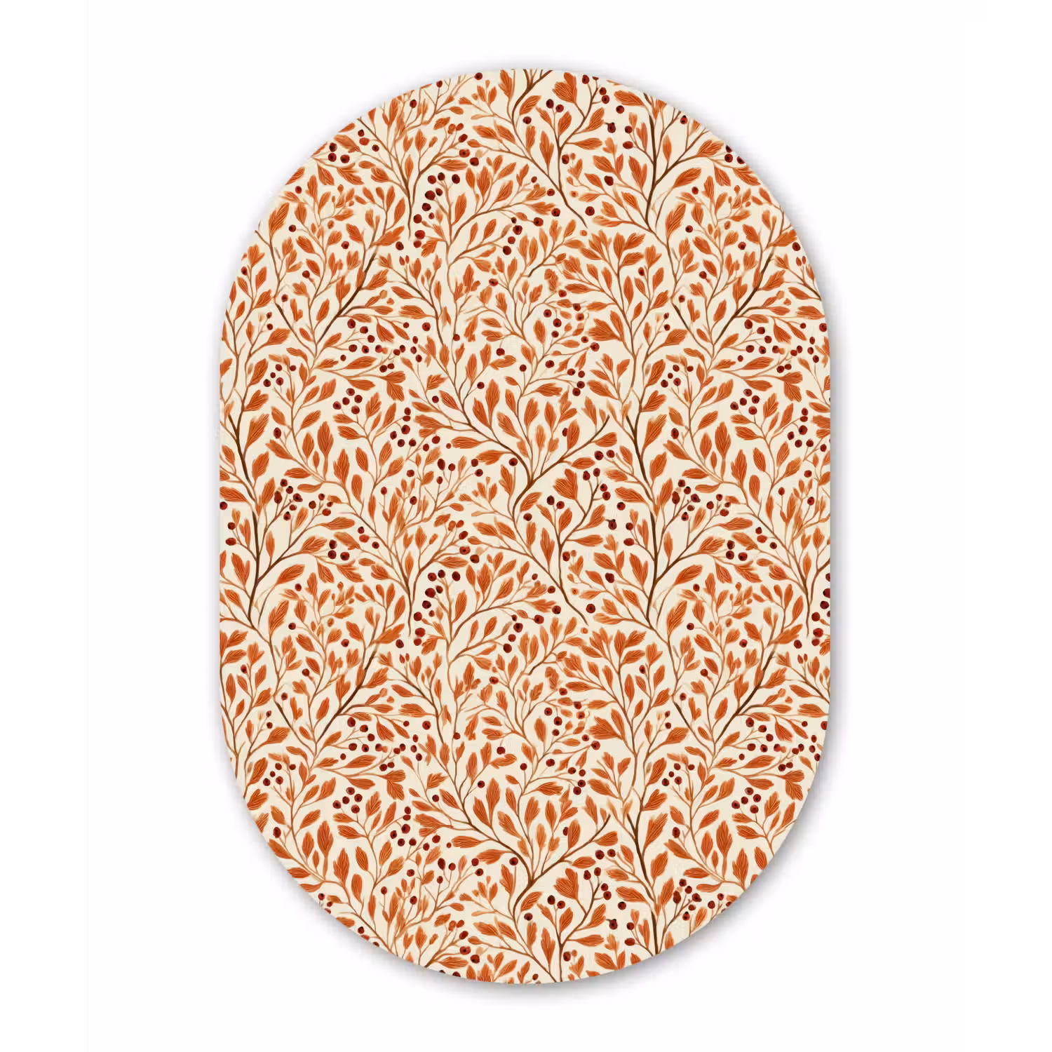 Bladeren - Botanisch - Terracotta Wandcirkel Ovaal Aluminium middel 839 -3d
