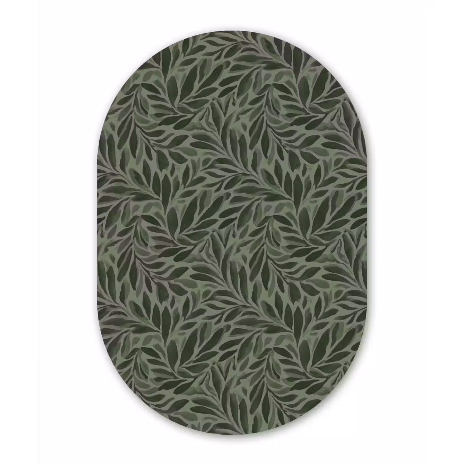Bladeren - Organisch - Groen Wandcirkel Ovaal Aluminium middel 839 -3d