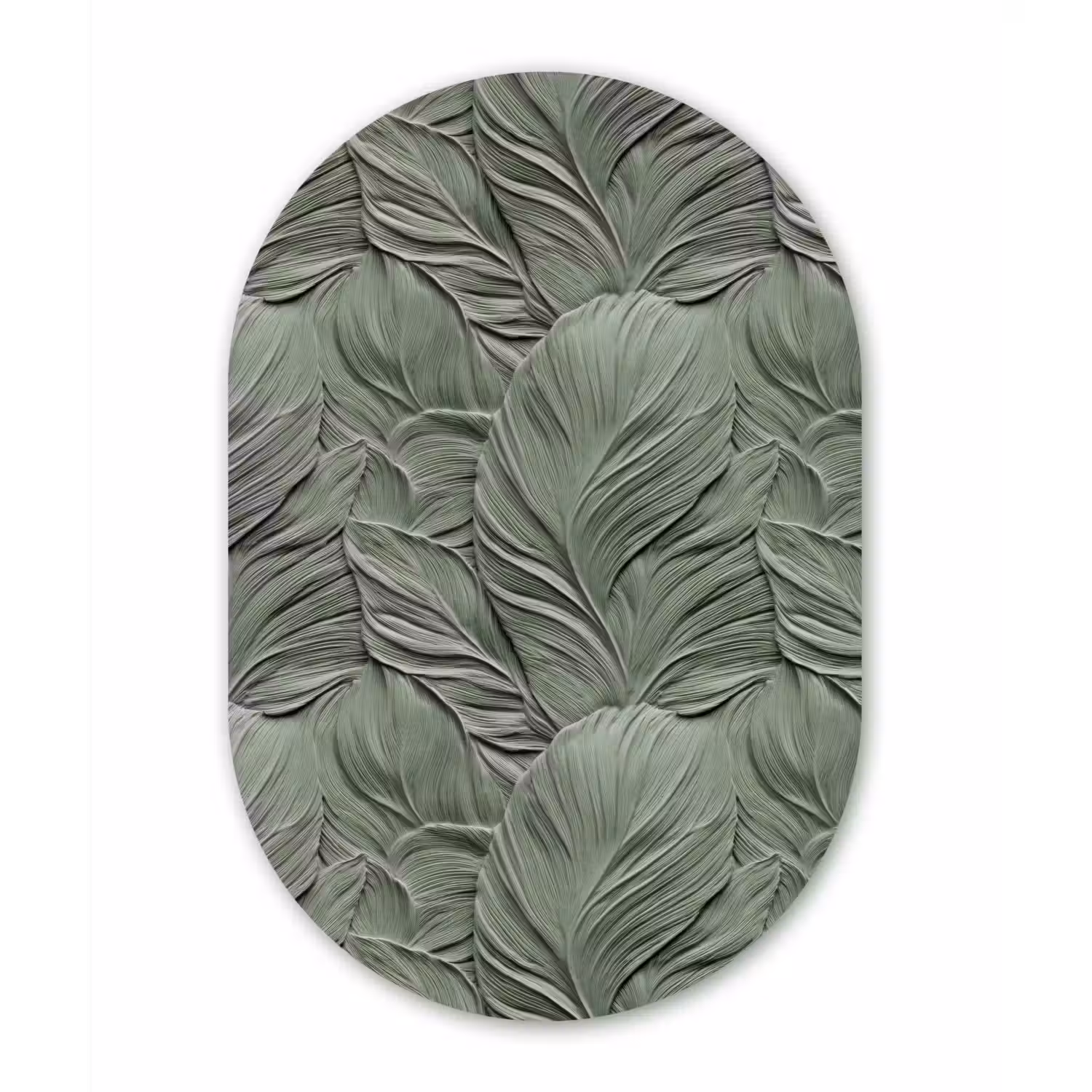 Bladeren - Textuur - Groen Wandcirkel Ovaal Aluminium middel 839 -3d