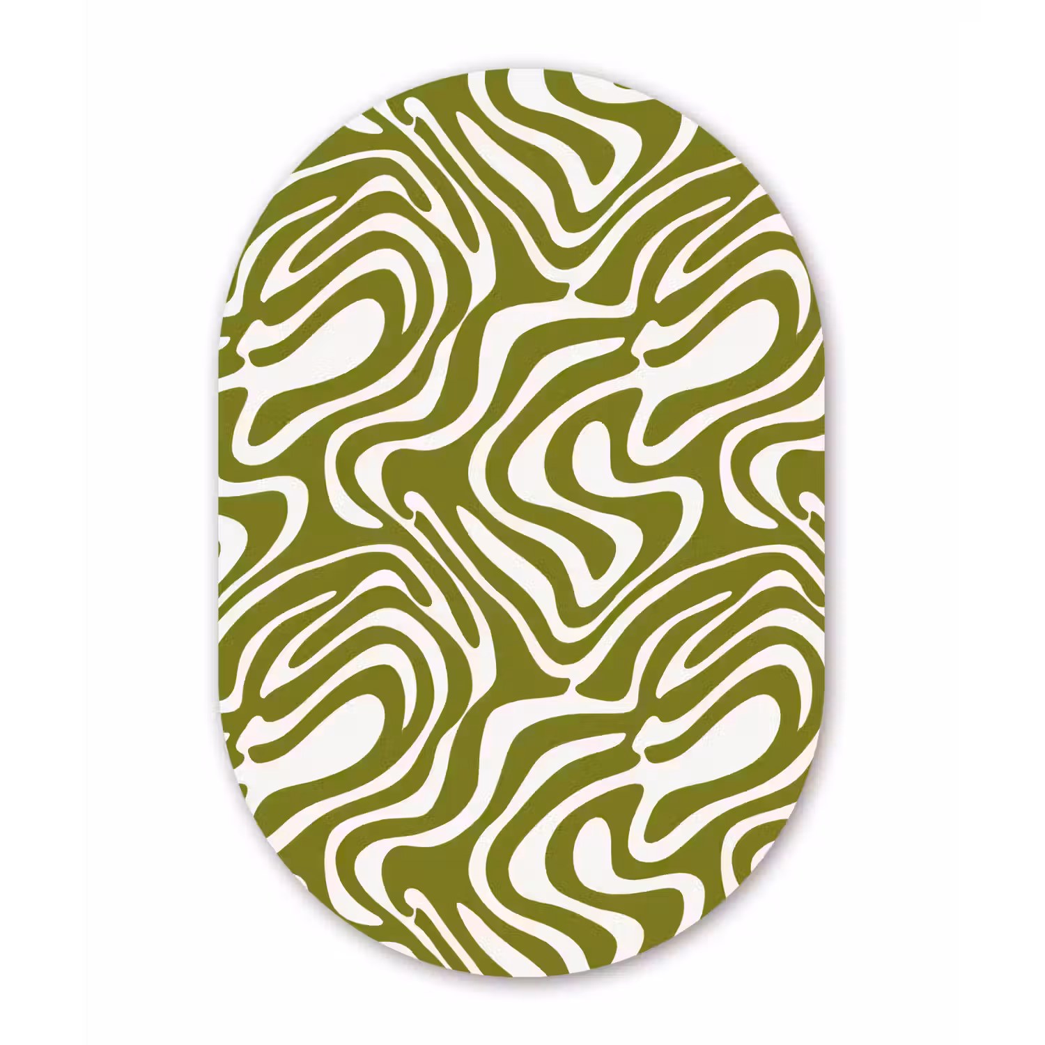 Lijnpatroon - Groen - Organisch Wandcirkel Ovaal Aluminium middel 839 -3d