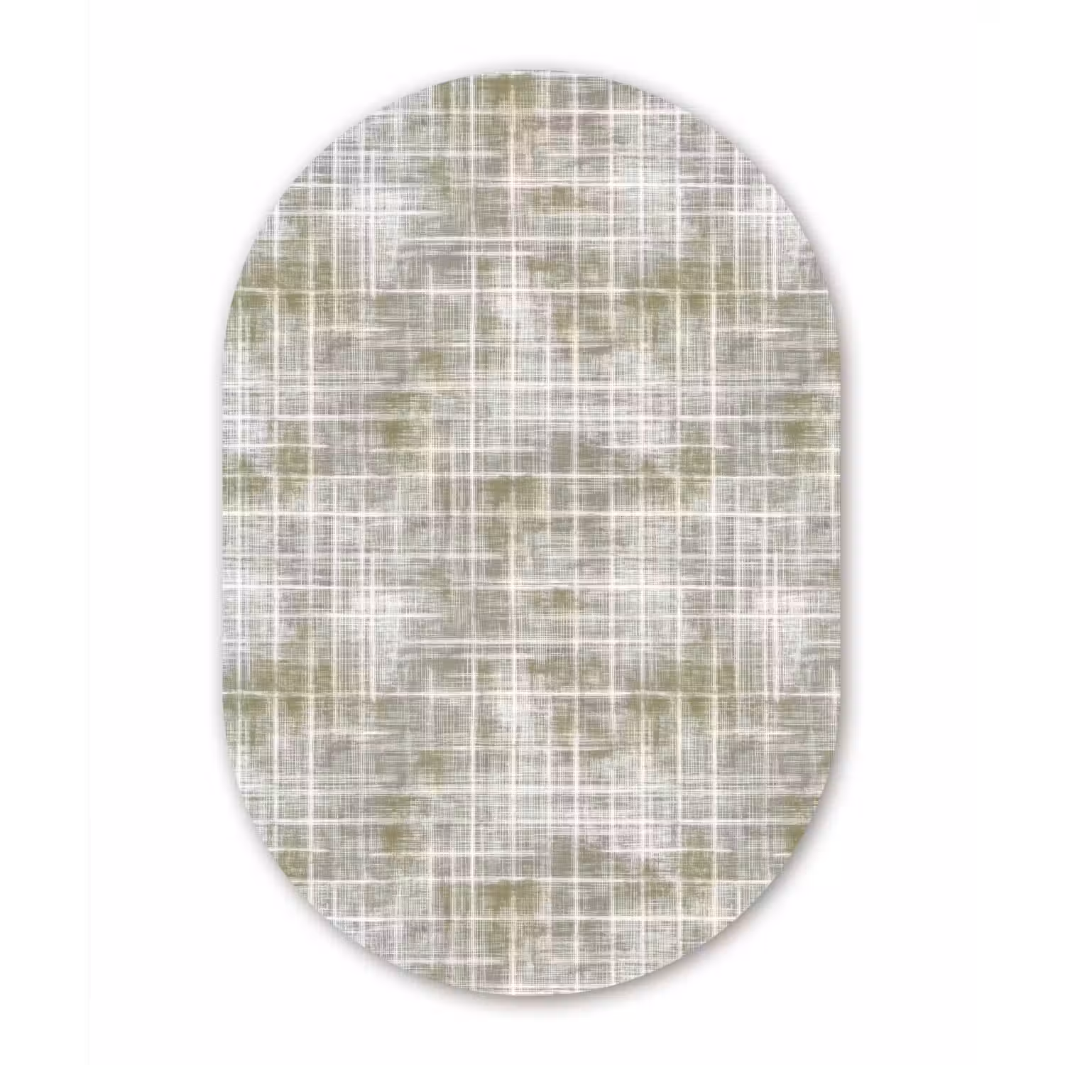 Linnen - Patroon - Groen Wandcirkel Ovaal Aluminium middel 839 -3d