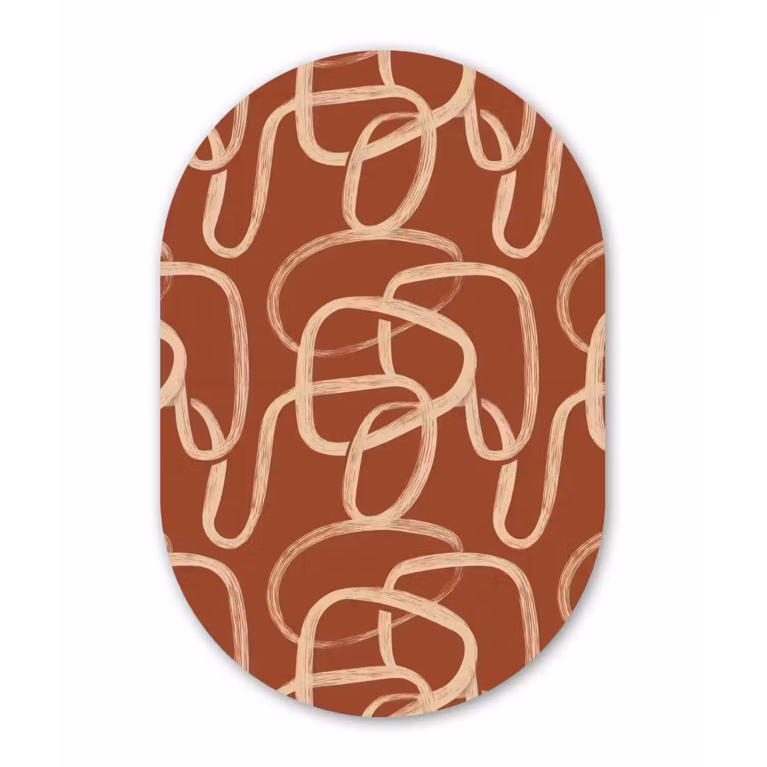 Lijnen - Abstract - Organisch - Terracotta - Crème Wandcirkel Ovaal Aluminium middel 839 -3d