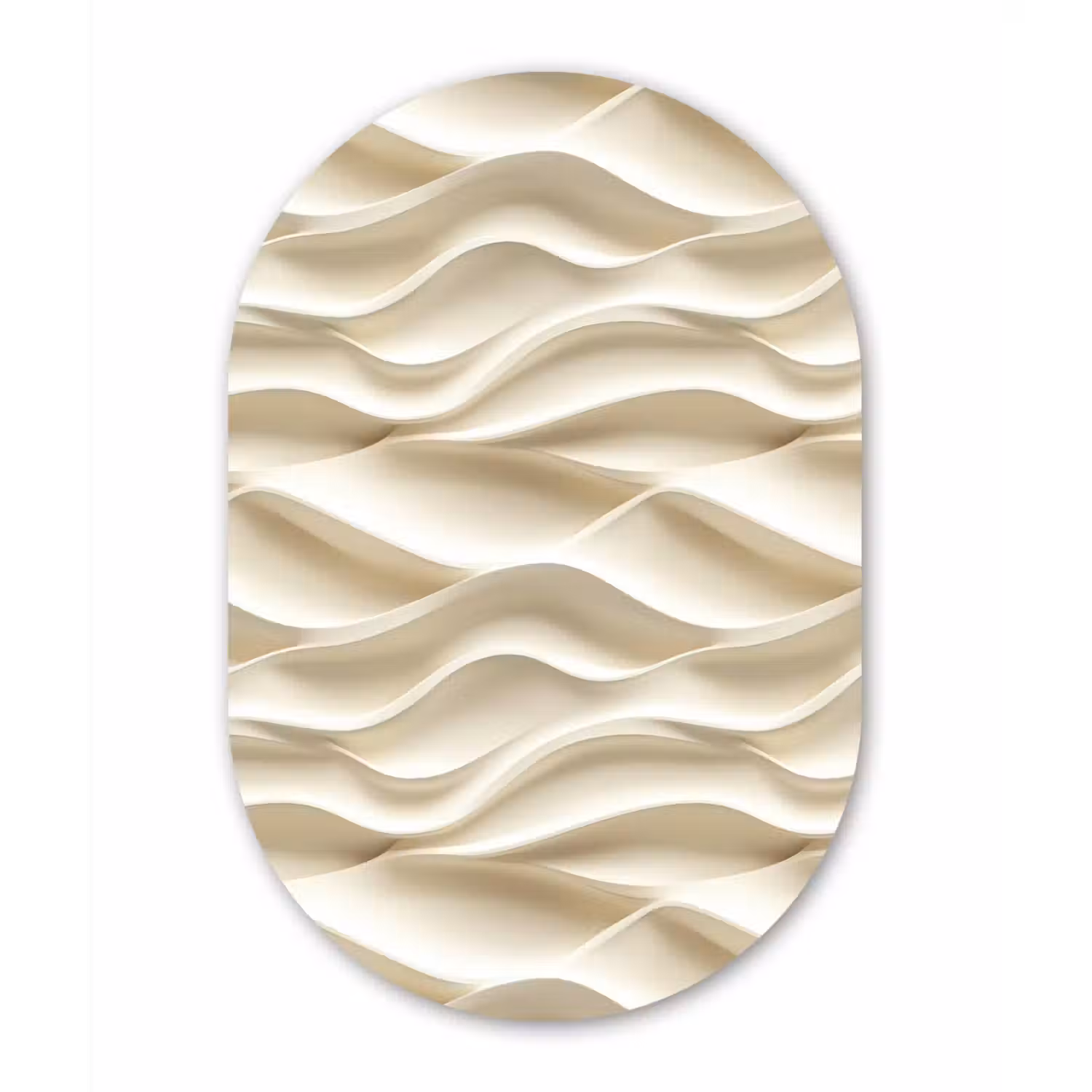 Lijnen - Golvend - Crème Wandcirkel Ovaal Aluminium middel 839 -3d