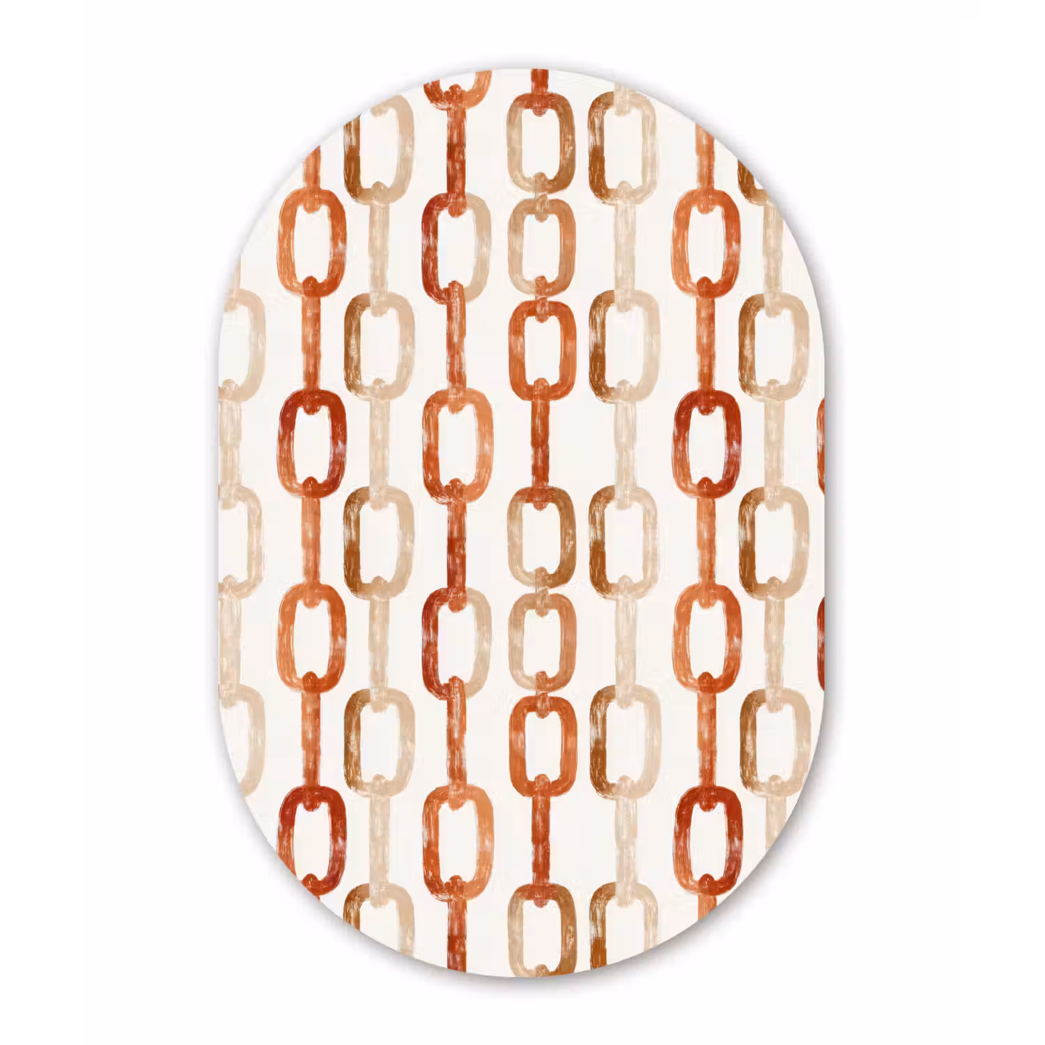 Schakels - Patroon - Aquarel - Terracotta Wandcirkel Ovaal Aluminium middel 839 -3d