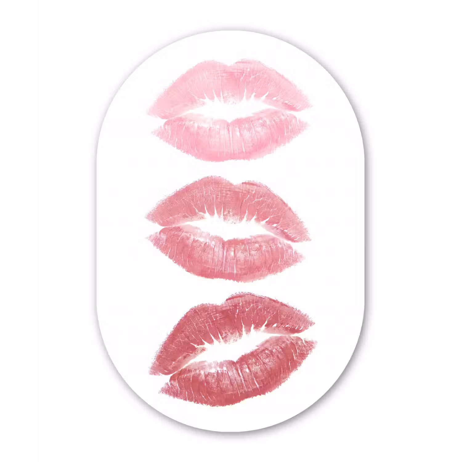 Lippen - Kusafdruk - Roze - Modern - Abstract Wandcirkel Ovaal Aluminium middel -3d