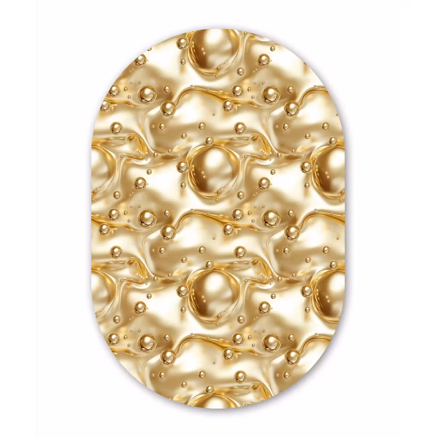 Vloeibaar - Druppels - Goud Wandcirkel Ovaal Aluminium middel 839 -3d