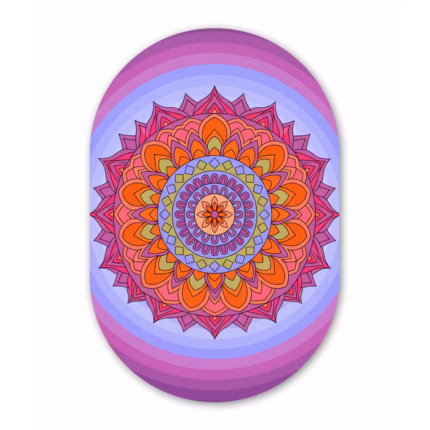 Mandala - Cirkel - Abstract - Kleurrijk - Patroon Wandcirkel Ovaal Aluminium middel -3d