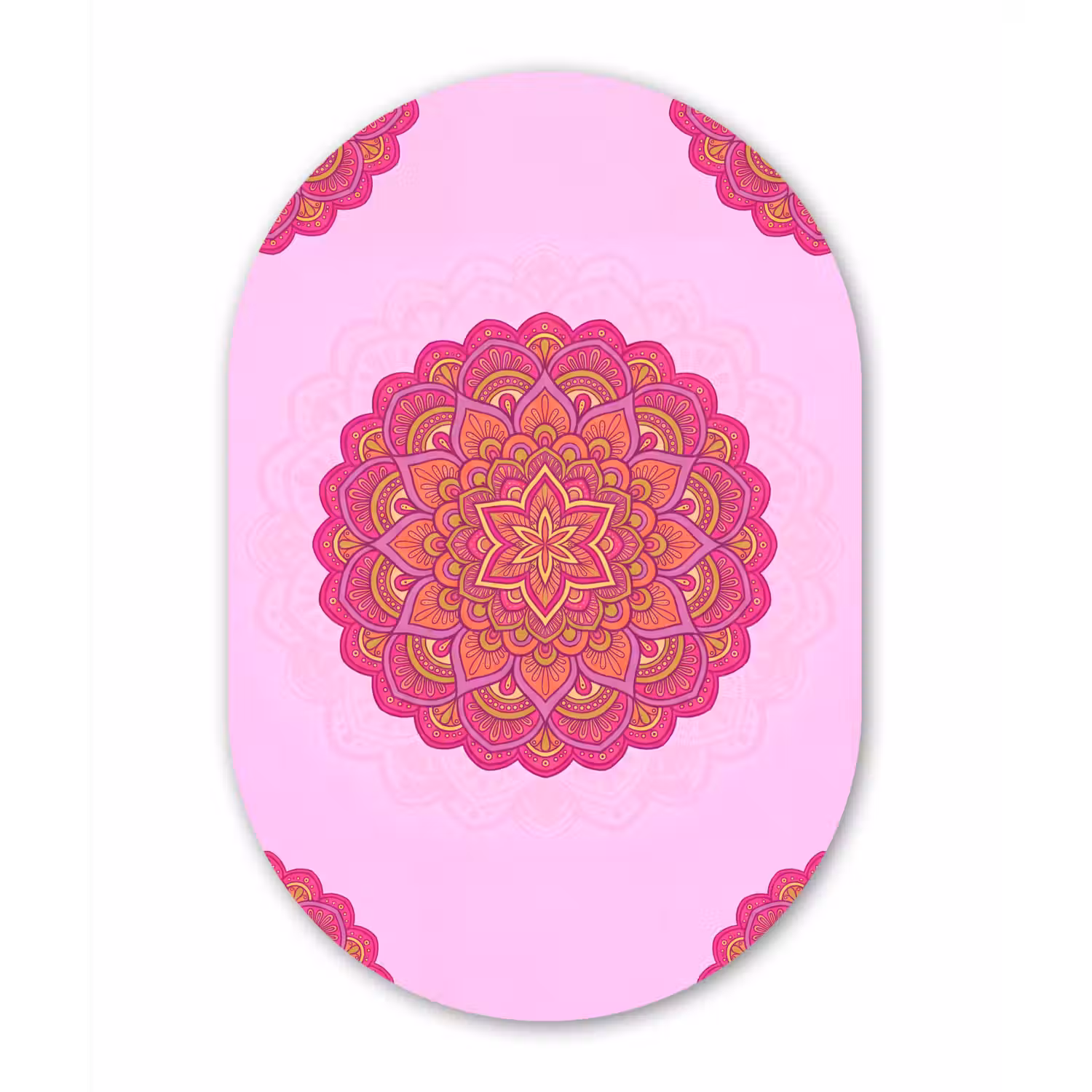 Mandala - Cirkel - Spiritueel - Oosters - Roze Wandcirkel Ovaal Aluminium middel -3d