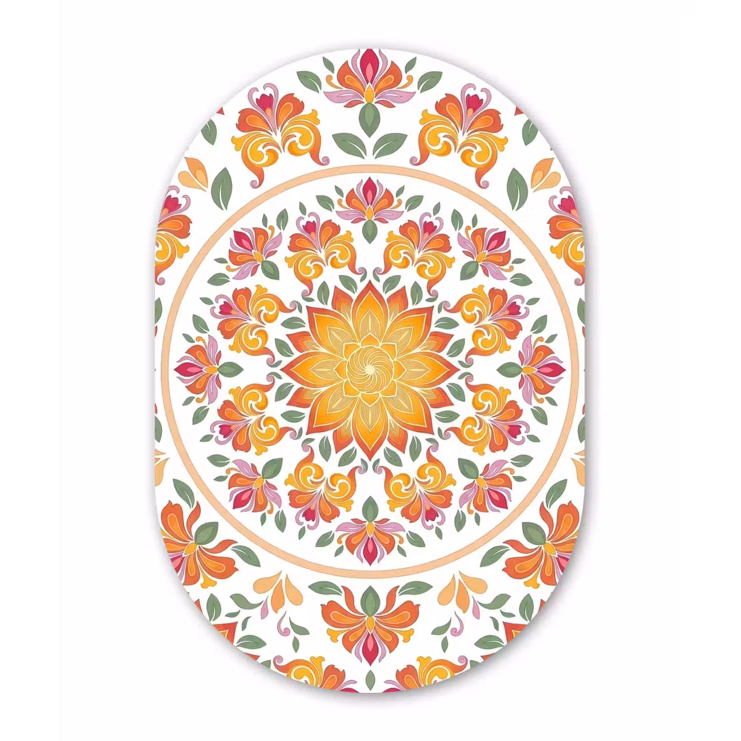 Mandala - Bloemen - Decoratie - Kleurrijk - Abstract Wandcirkel Ovaal Aluminium middel -3d