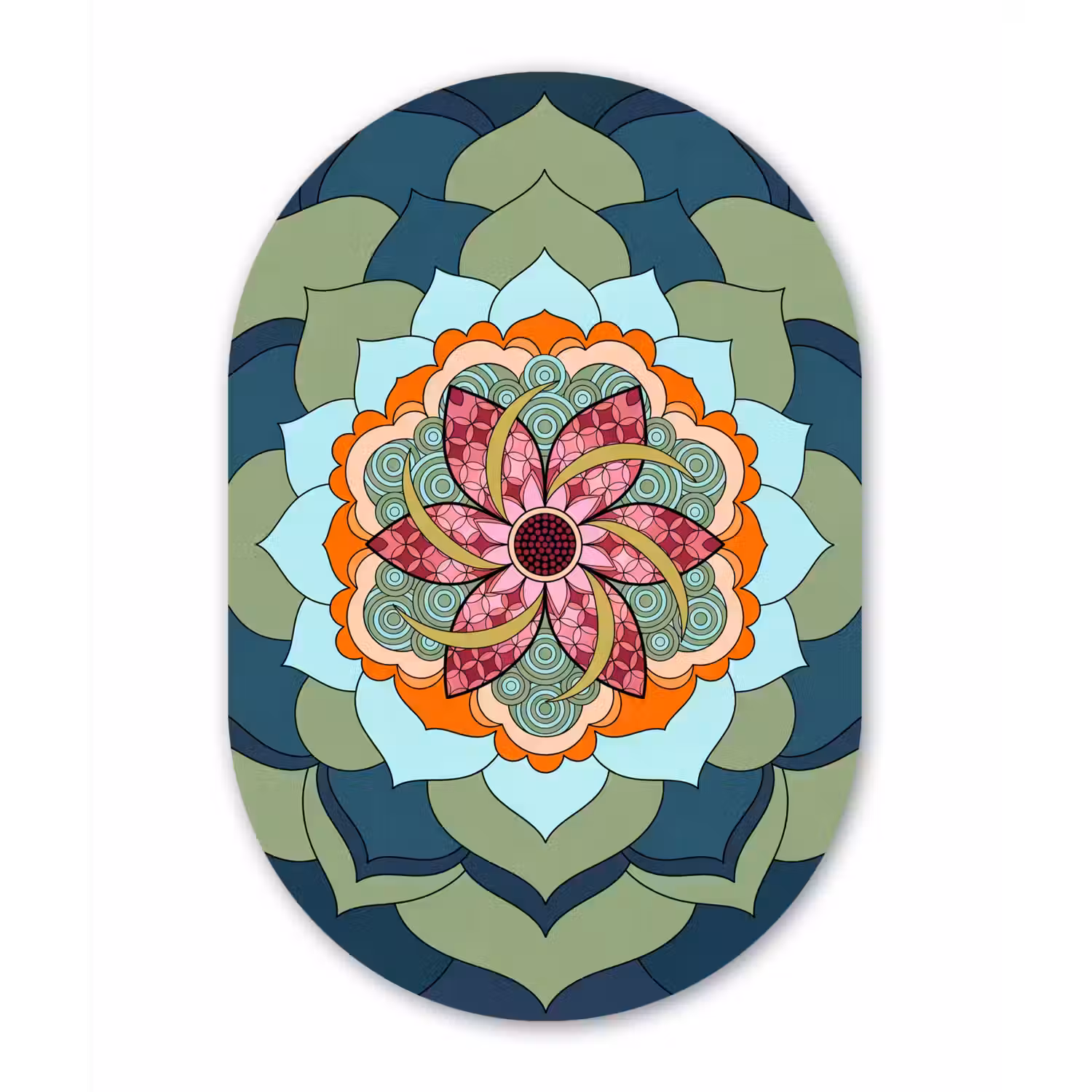Mandala - Geometrisch - Kunst - Decoratief - Kleurrijk Wandcirkel Ovaal Aluminium middel -3d