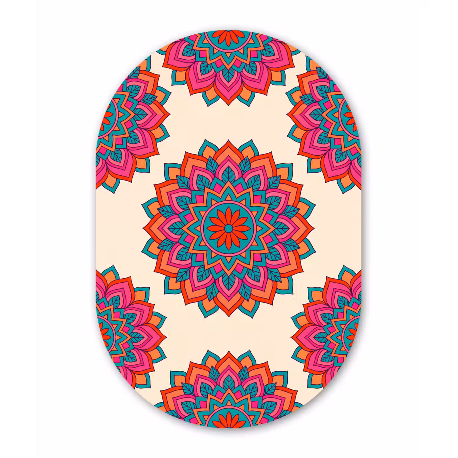 Mandala - Patroon - Abstract - Kleurrijk - Modern Wandcirkel Ovaal Aluminium middel -3d