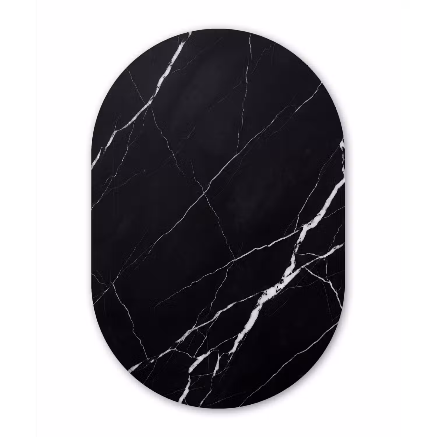 Marmer - Patroon - Abstract - Modern - Zwart Wandcirkel Ovaal Aluminium middel -3d