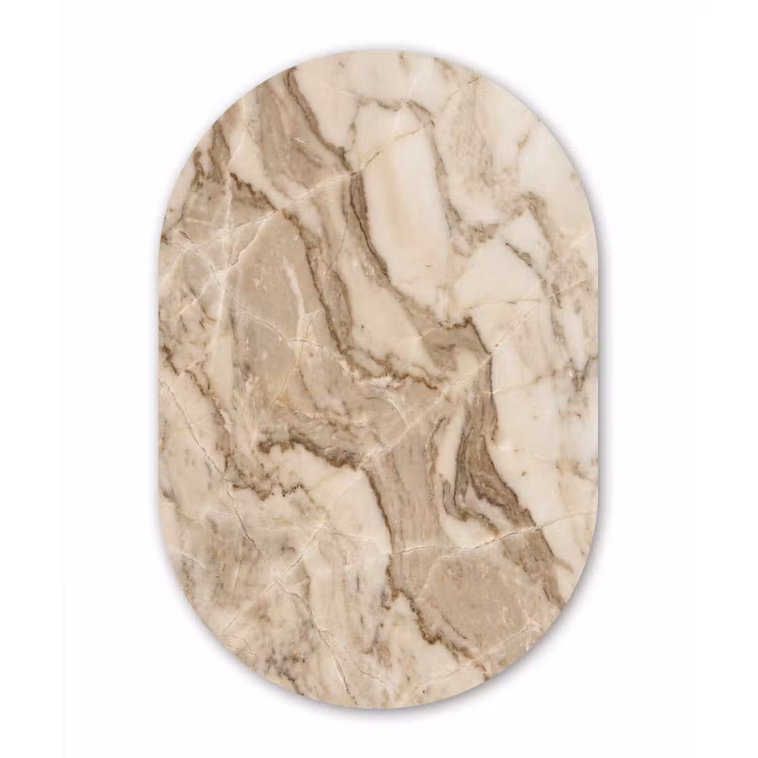 Marmer - Aderen - Textuur - Beige - Modern Wandcirkel Ovaal Aluminium middel -3d