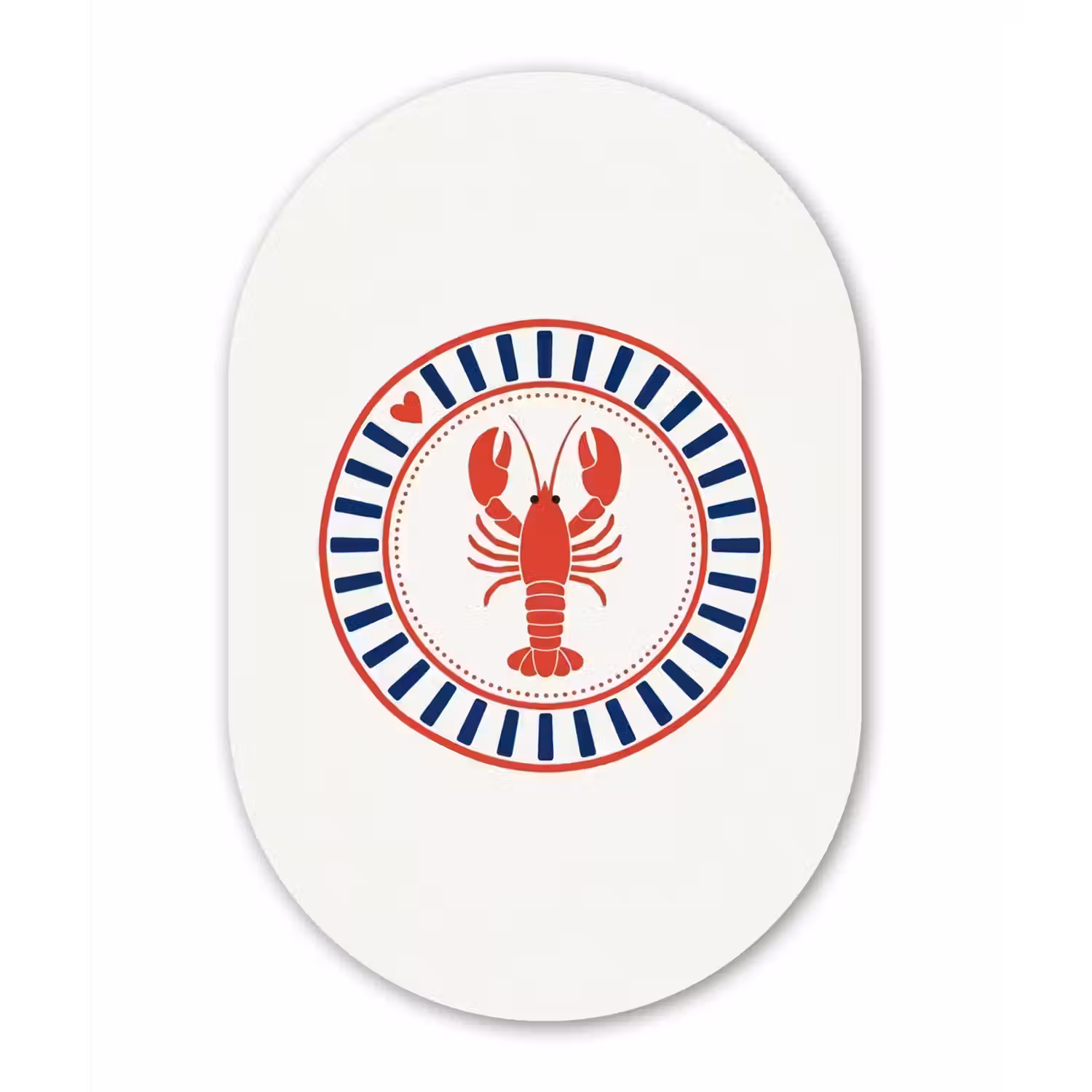 Zeeleven - Kreeft - Embleem - Grafisch - Rood Wandcirkel Ovaal Aluminium middel -3d