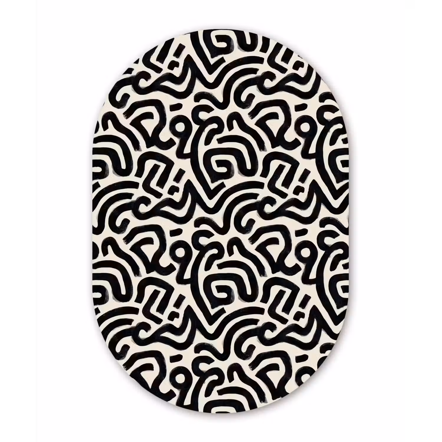 Modern - Abstract - Zwart Wandcirkel Ovaal Aluminium middel 839 -3d