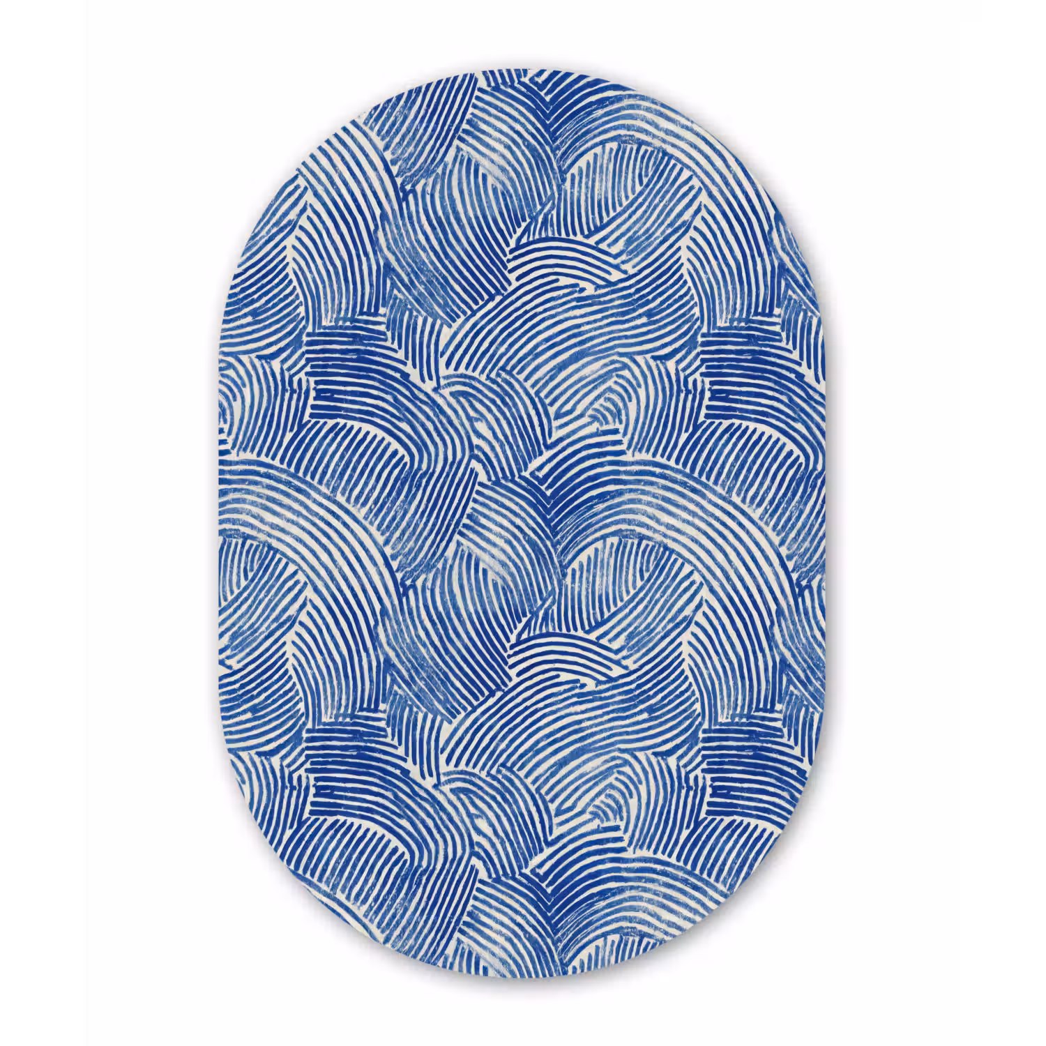 Modern - Abstract - Blauw Wandcirkel Ovaal Aluminium middel 839 -3d