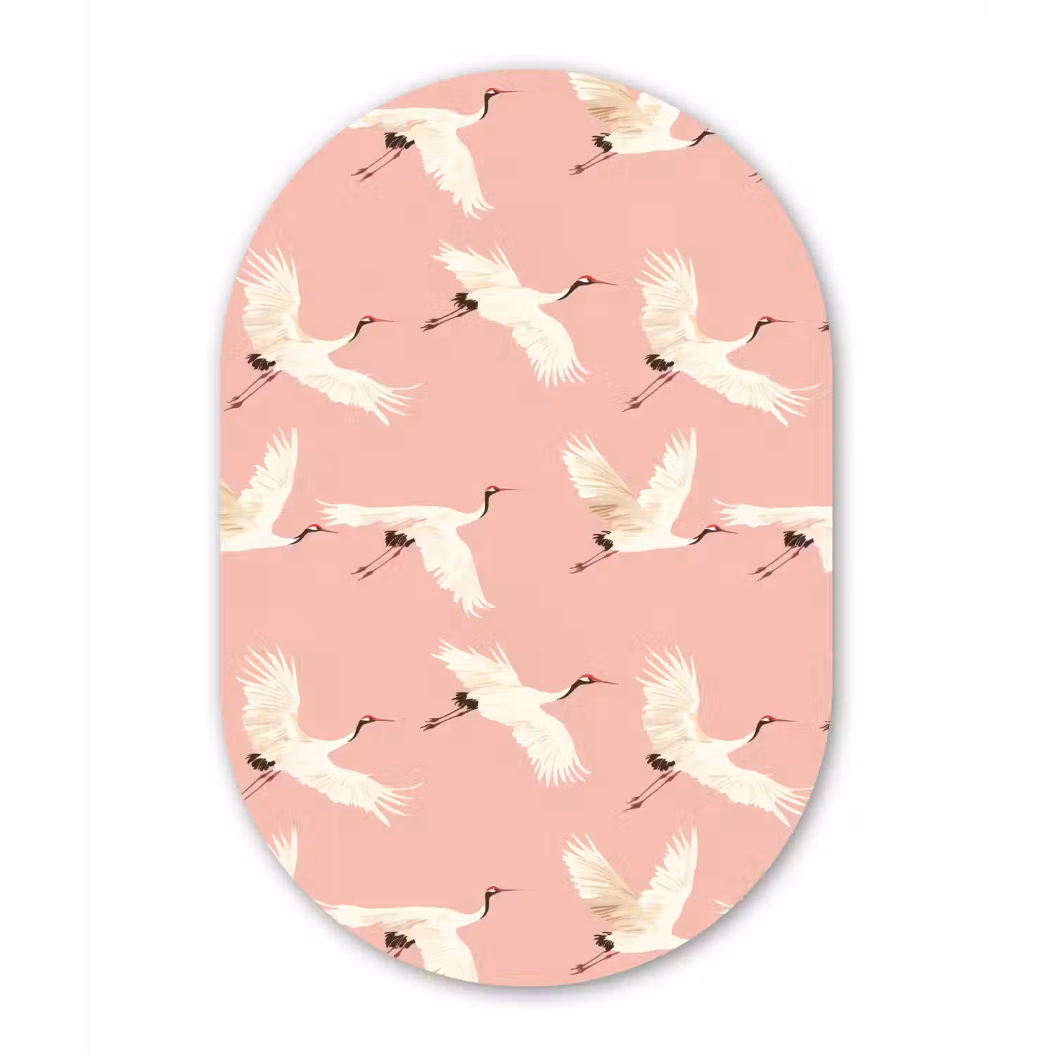 Modern - Kraanvogels - Roze Wandcirkel Ovaal Aluminium middel 839 -3d