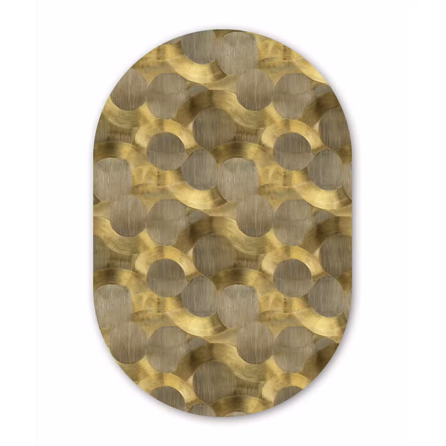 Modern - Geometrisch - Goud Wandcirkel Ovaal Aluminium middel 839 -3d