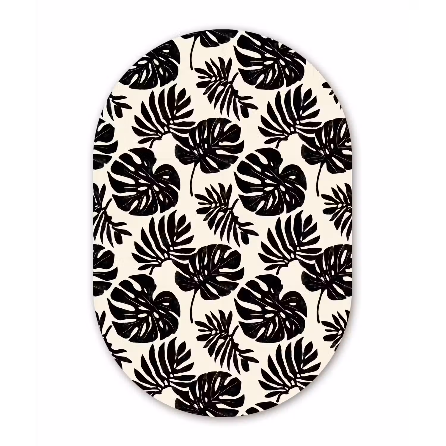Modern - Monstera - Zwart Wandcirkel Ovaal Aluminium middel 839 -3d