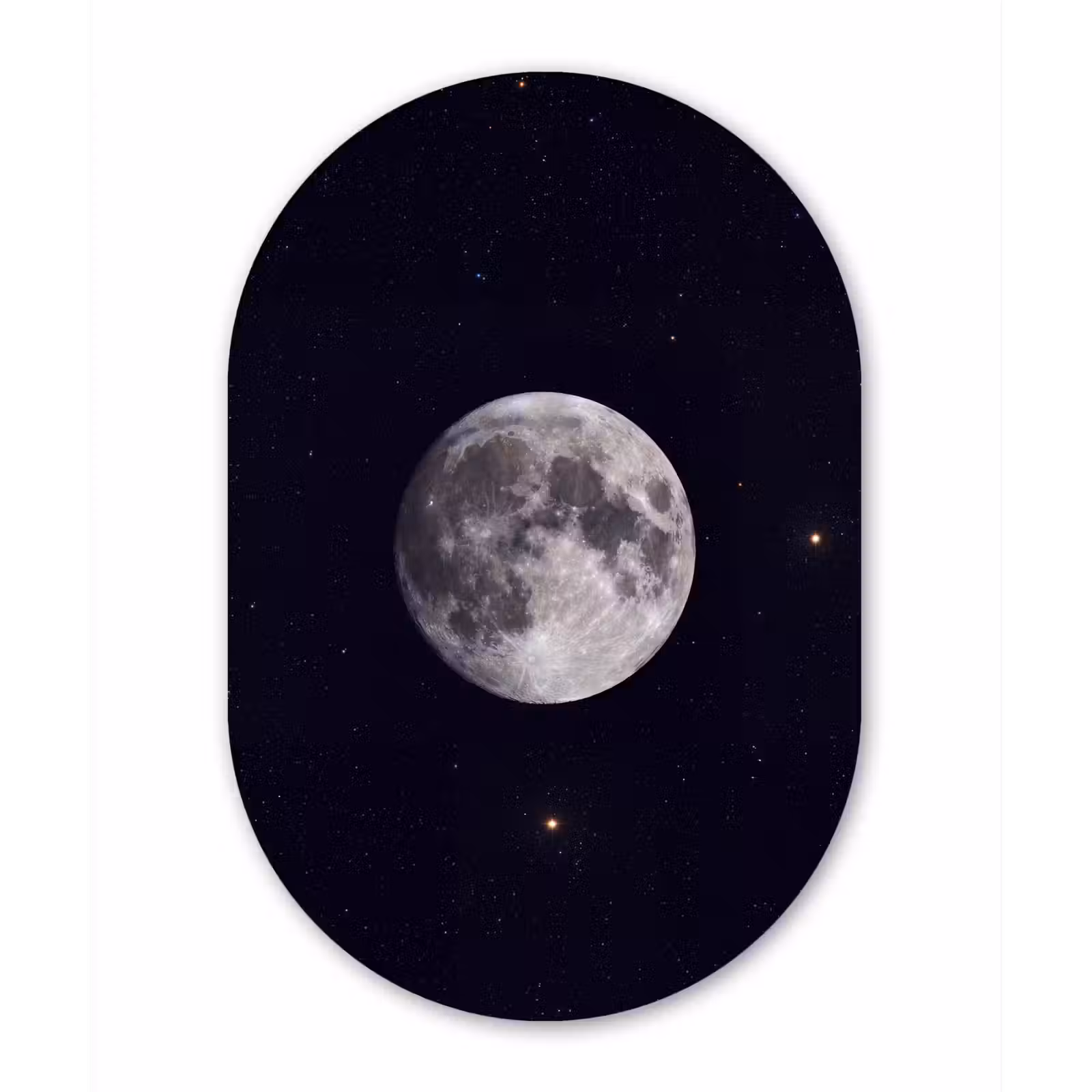 aluminium oval wall art - Moon - Stars - Space - Maan - Sterren - Ruimte Wandcirkel Ovaal Aluminium middel