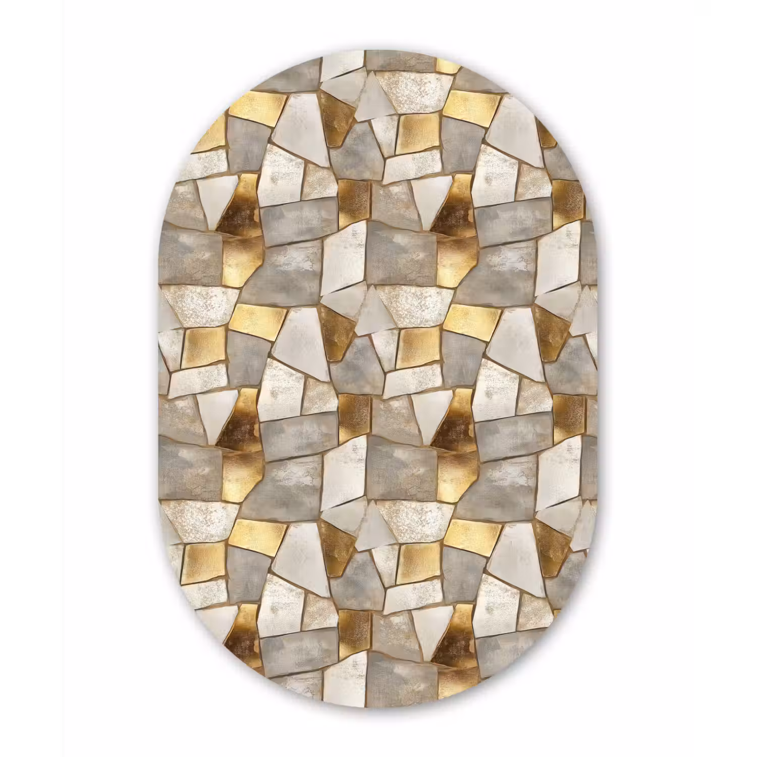 Mozaïek - Marmer - Goud Wandcirkel Ovaal Aluminium middel 839 -3d