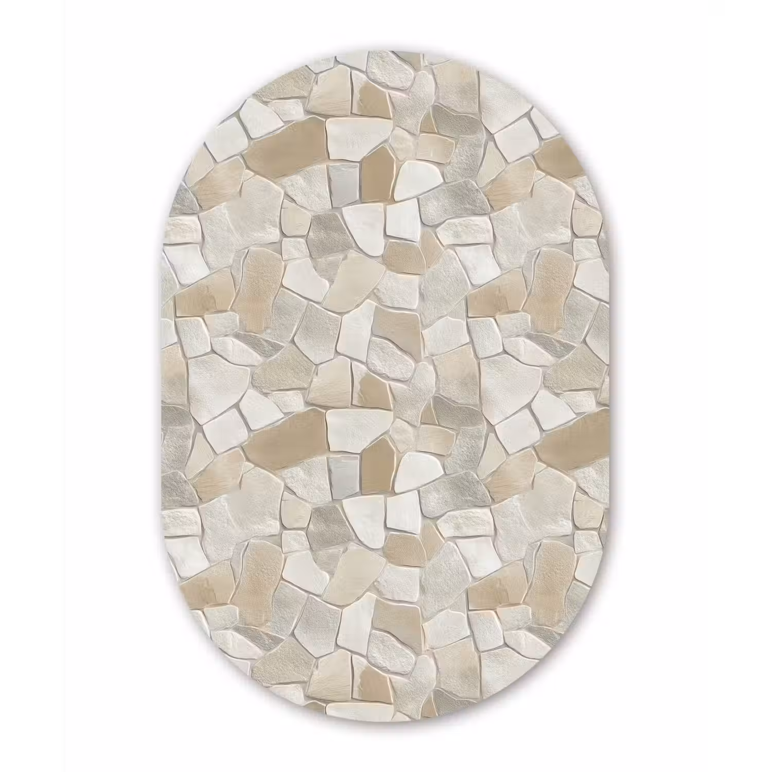 Mozaïek - Stenen - Beige Wandcirkel Ovaal Aluminium middel 839 -3d