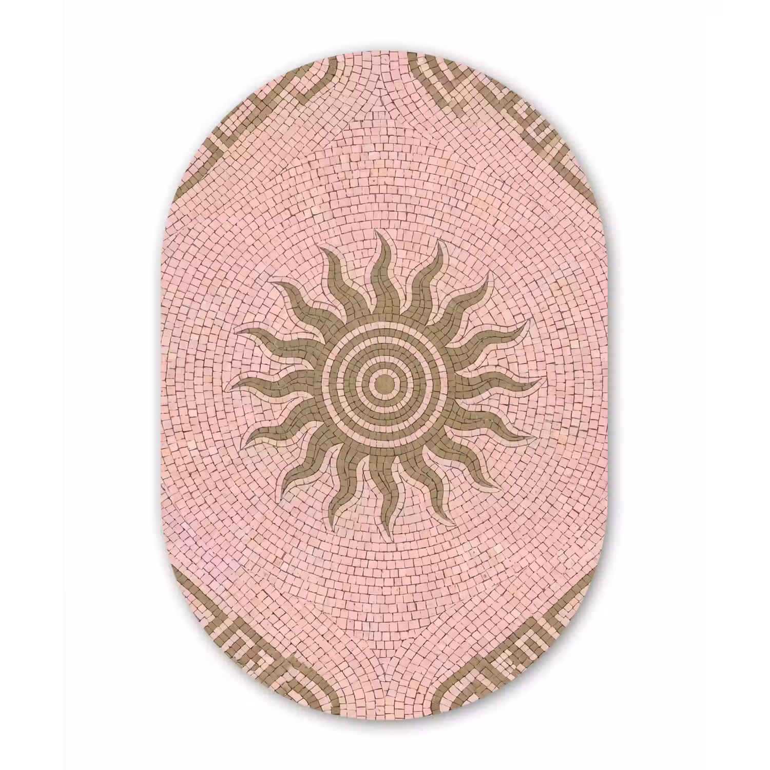 Mozaïek - Zon - Patroon - Klassiek - Roze Wandcirkel Ovaal Aluminium middel -3d