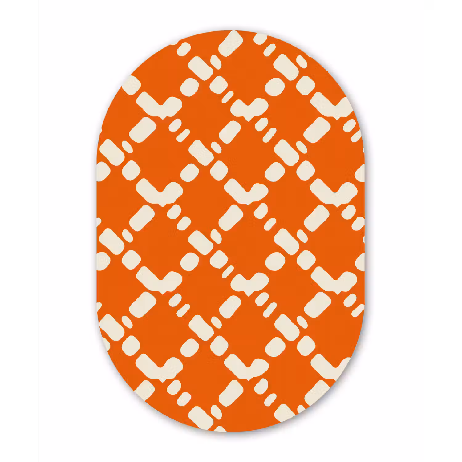 Oranje - Ruitpatroon - Wit Wandcirkel Ovaal Aluminium middel 839 -3d