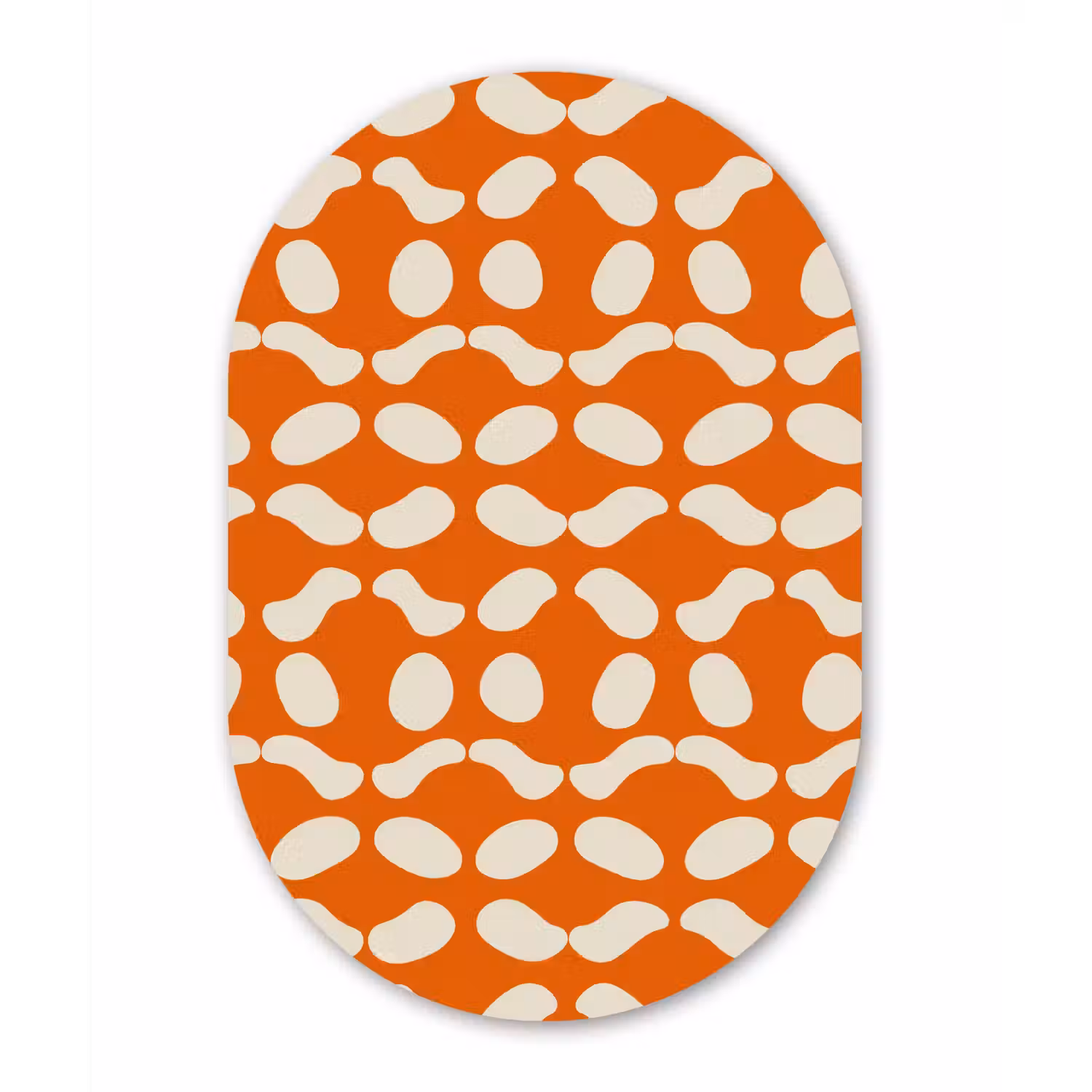 Oranje - Organische vormen - Wit Wandcirkel Ovaal Aluminium middel 839 -3d