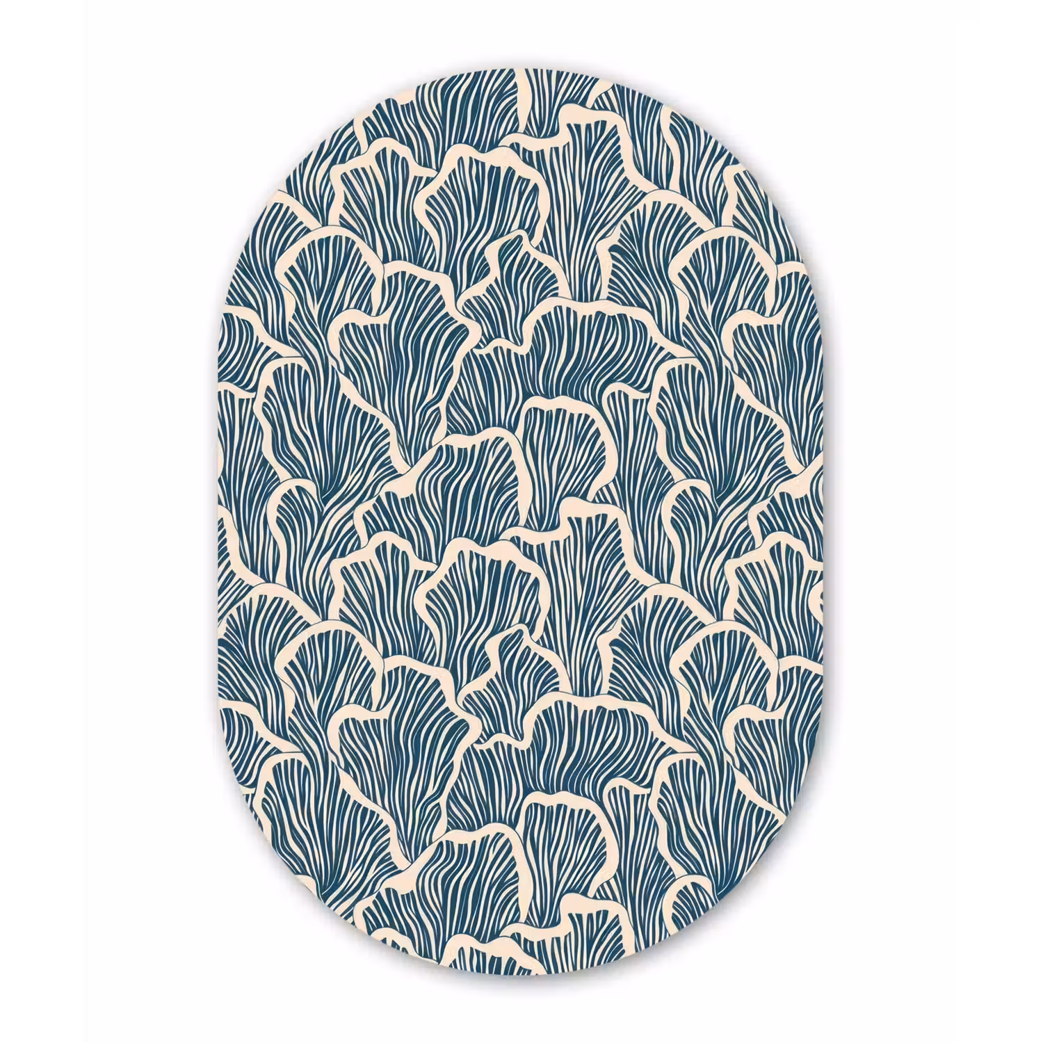 Organisch - Blauw - Crème - Schelpen Wandcirkel Ovaal Aluminium middel 839 -3d