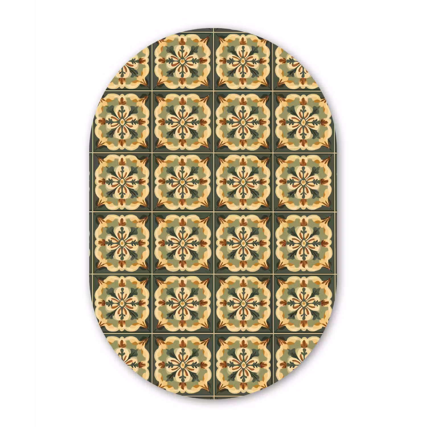 Ornament - Patroon - Groen Wandcirkel Ovaal Aluminium middel 839 -3d