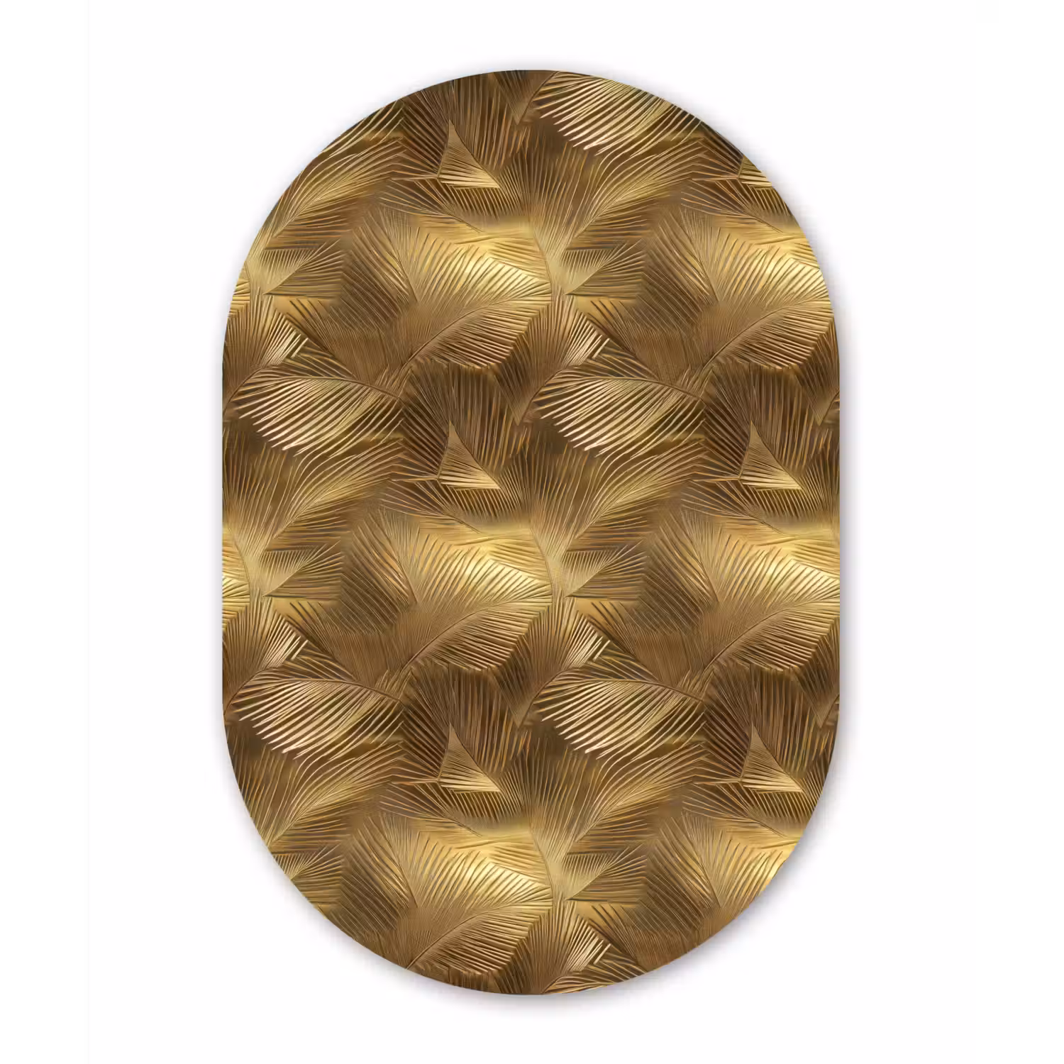 Palm - Waaier - Goud Wandcirkel Ovaal Aluminium middel 839 -3d