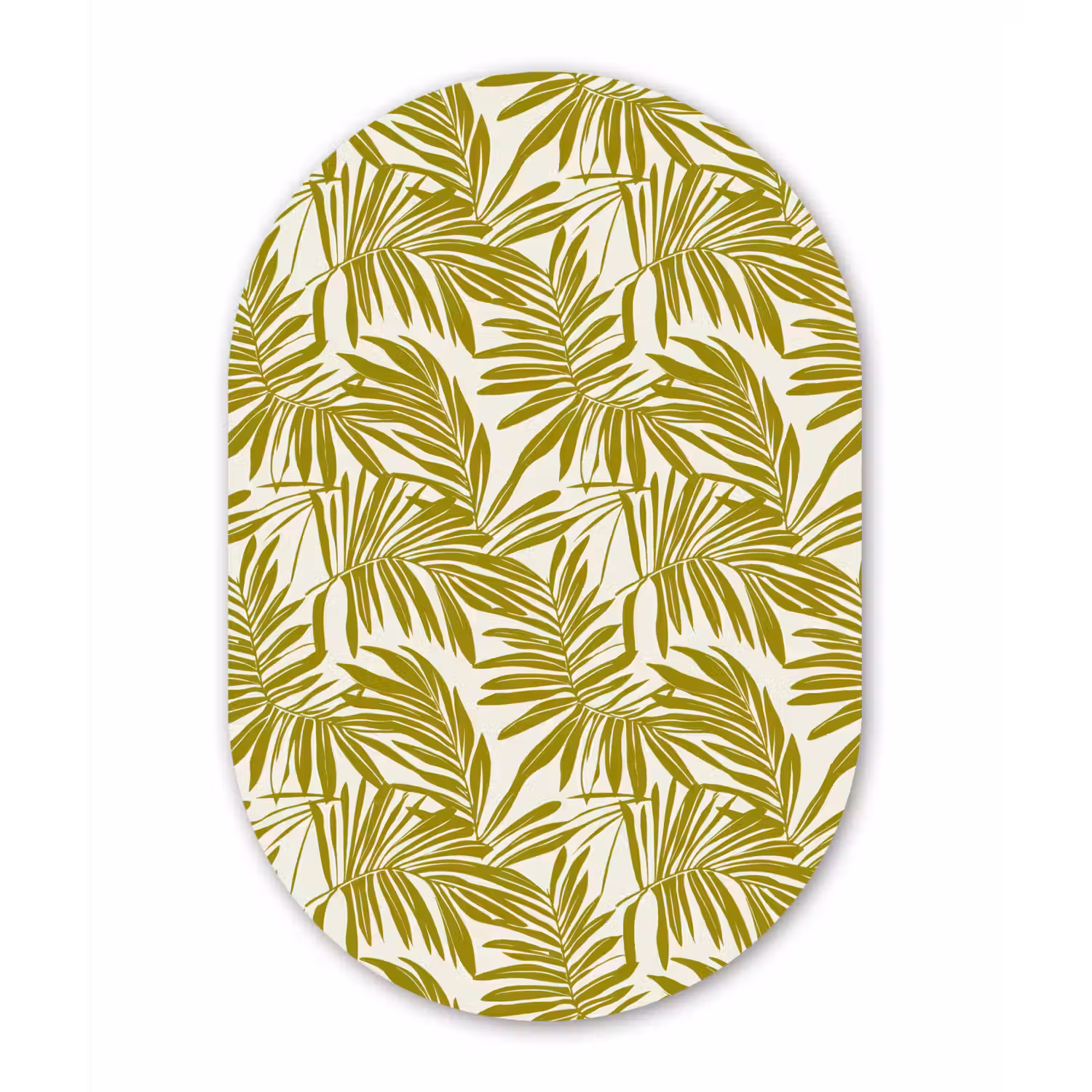 Palmblad - Patroon - Groen Wandcirkel Ovaal Aluminium middel 839 -3d
