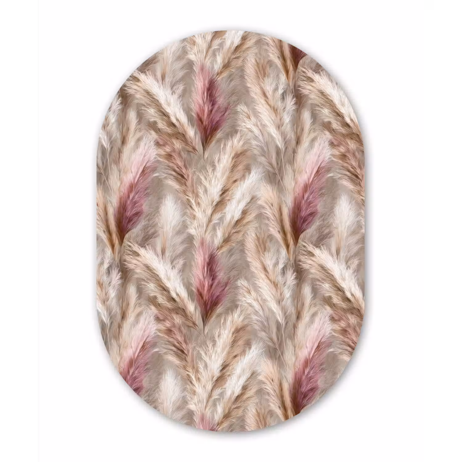 Pampasgras - Pluizig - Kleurrijk Wandcirkel Ovaal Aluminium middel 839 -3d
