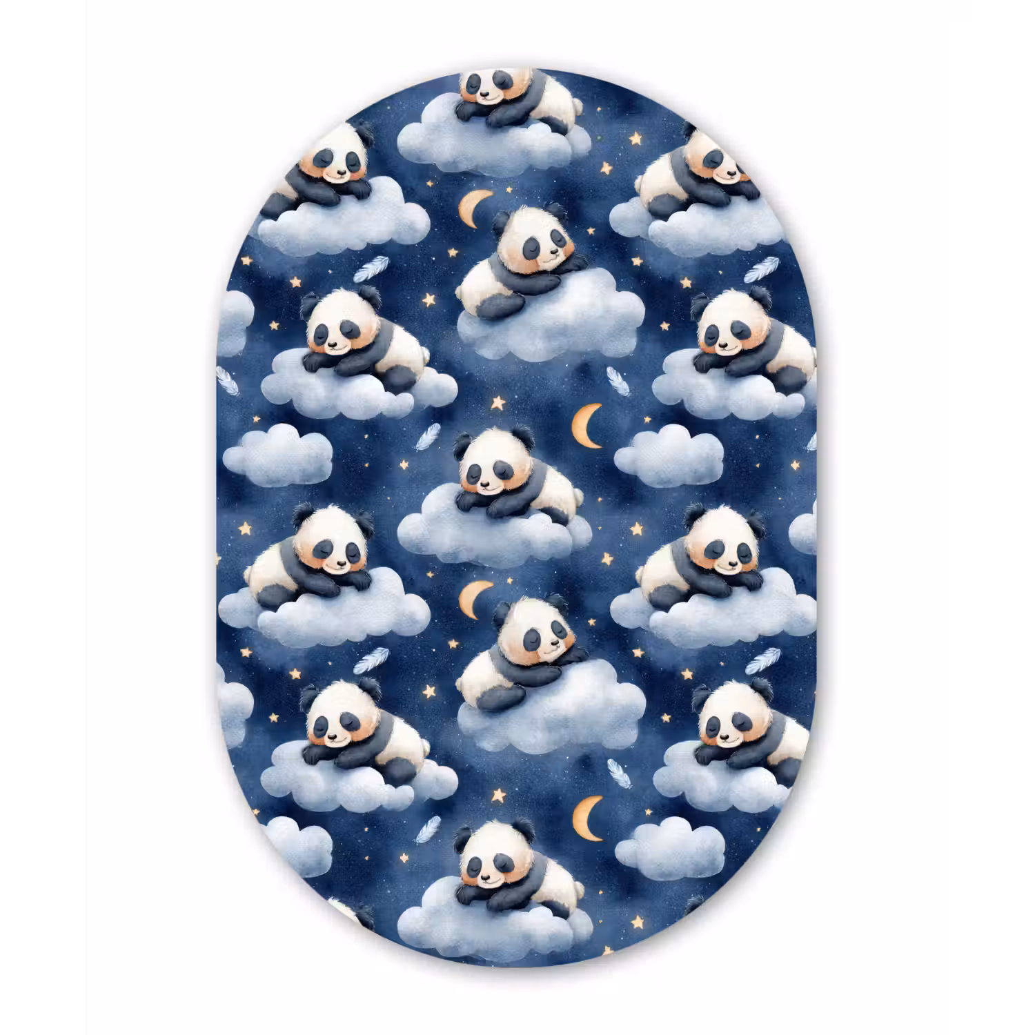 Panda's - Slapen - Blauw Wandcirkel Ovaal Aluminium middel 839 -3d