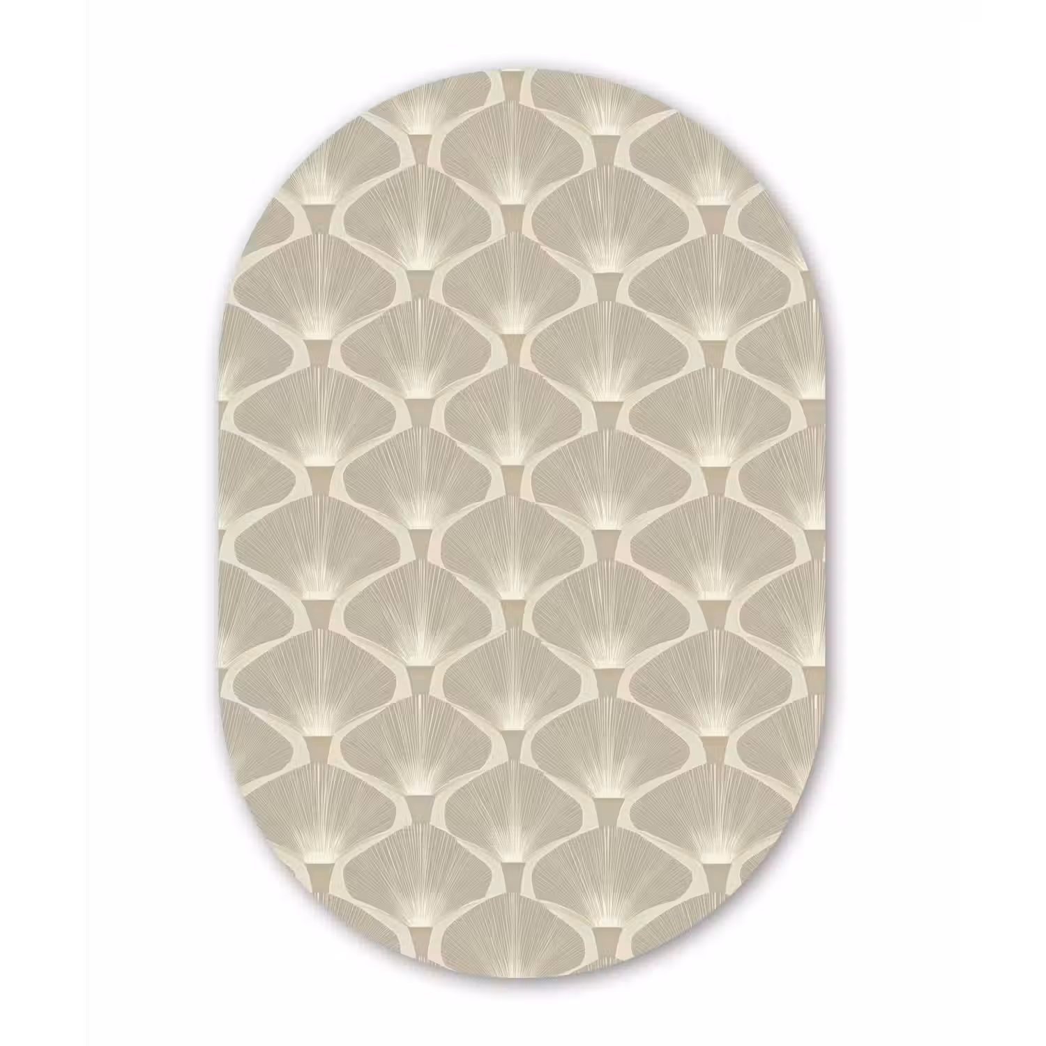 Paneel - Ginkgo - Zand Wandcirkel Ovaal Aluminium middel 839 -3d