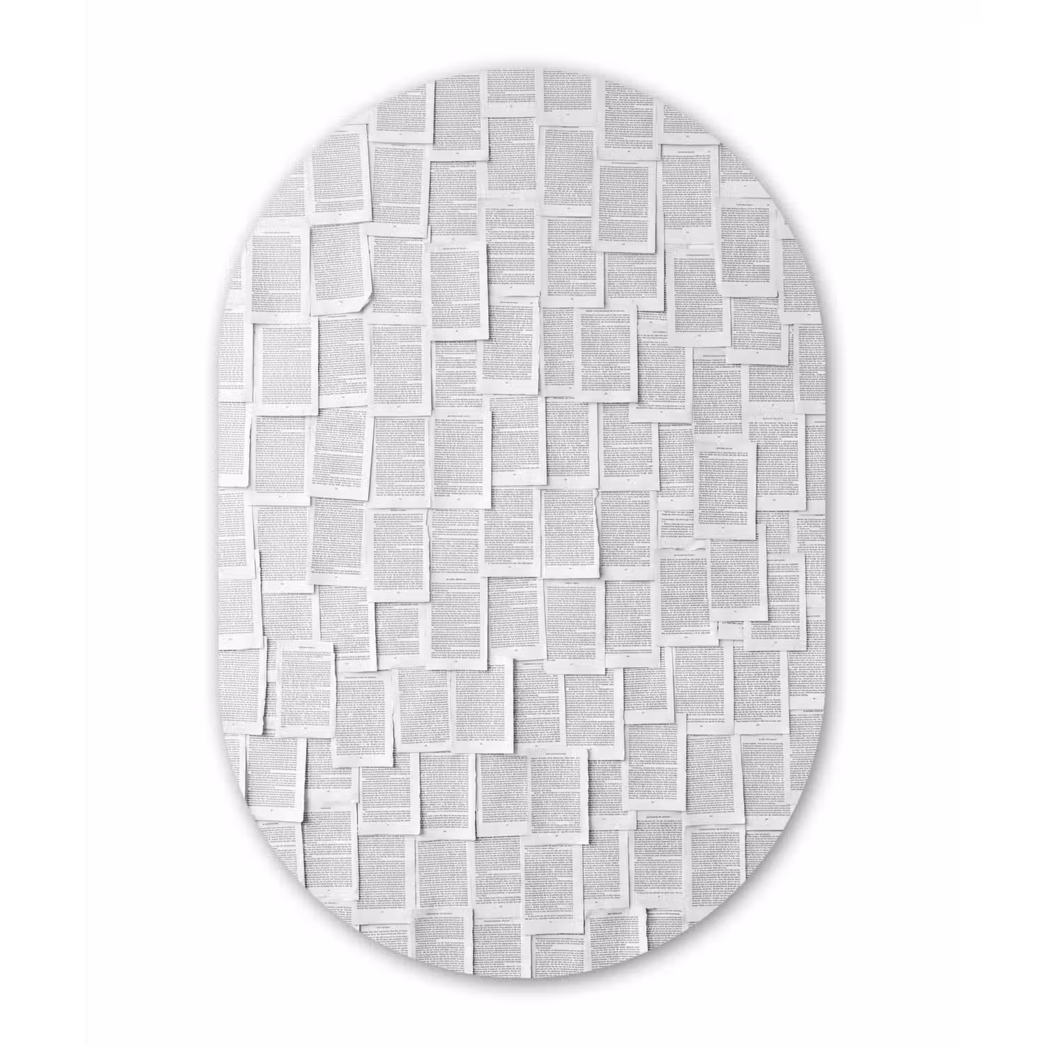 Papier - Overlappend - Textuur - Modern - Wit Wandcirkel Ovaal Aluminium middel -3d