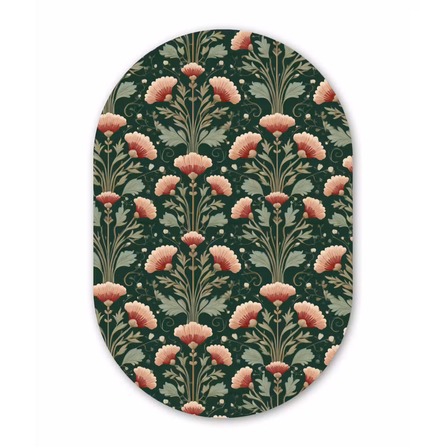 Patroon - Botanisch - Kleurrijk Wandcirkel Ovaal Aluminium middel 839 -3d