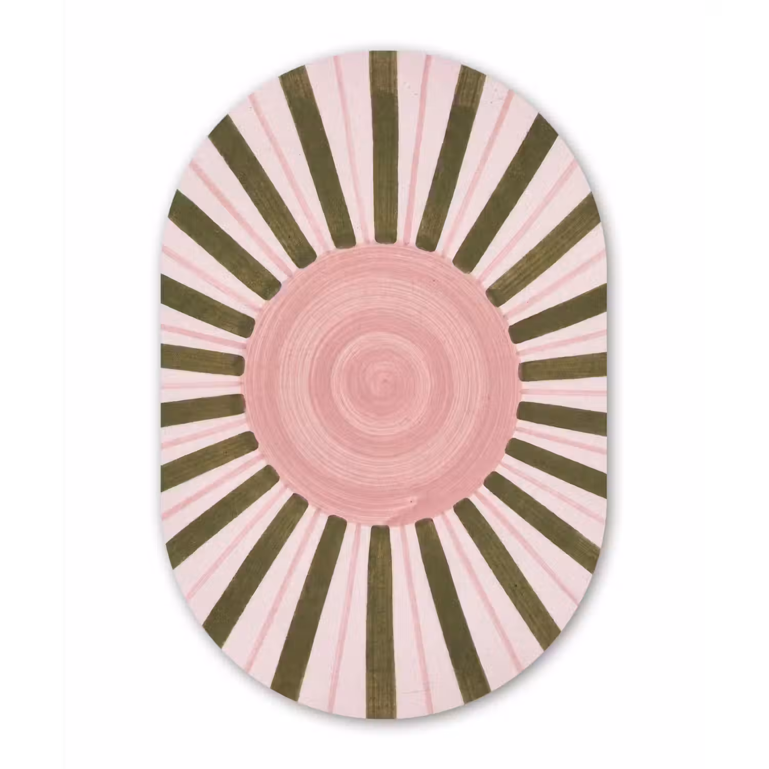 Patroon - Cirkel - Stralen - Abstract - Roze Wandcirkel Ovaal Aluminium middel -3d