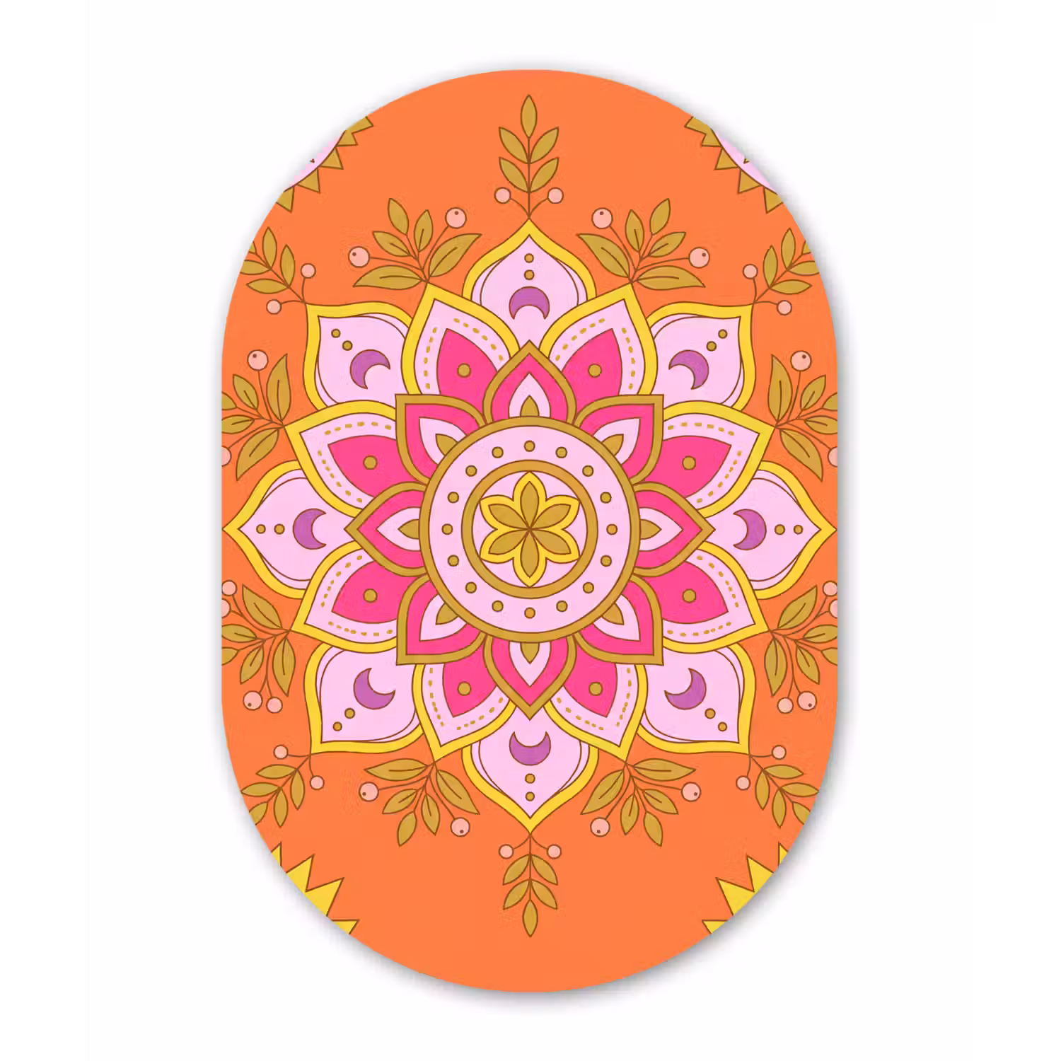 Patroon - Bloemmotief - Decoratie - Abstract - Roze Wandcirkel Ovaal Aluminium middel -3d