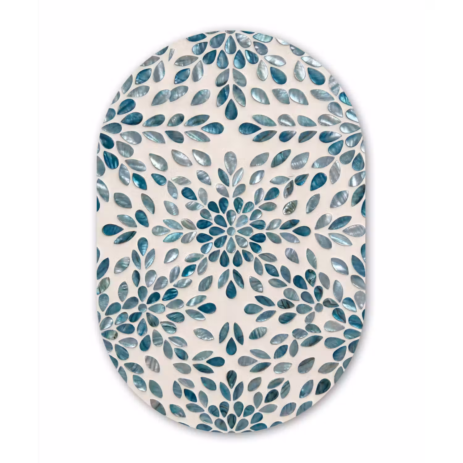 Patroon - Bladeren - Abstract - Modern - Turquoise Wandcirkel Ovaal Aluminium middel -3d