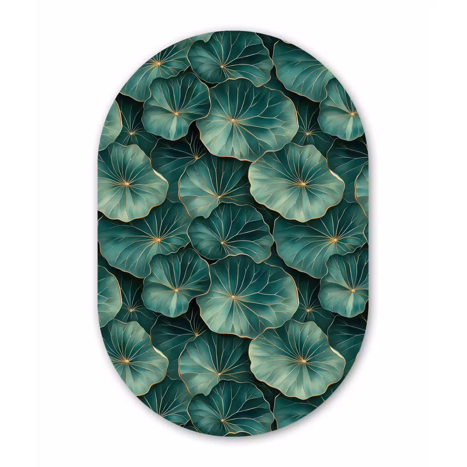 Patroon - Bladeren - Groen Wandcirkel Ovaal Aluminium middel 839 -3d