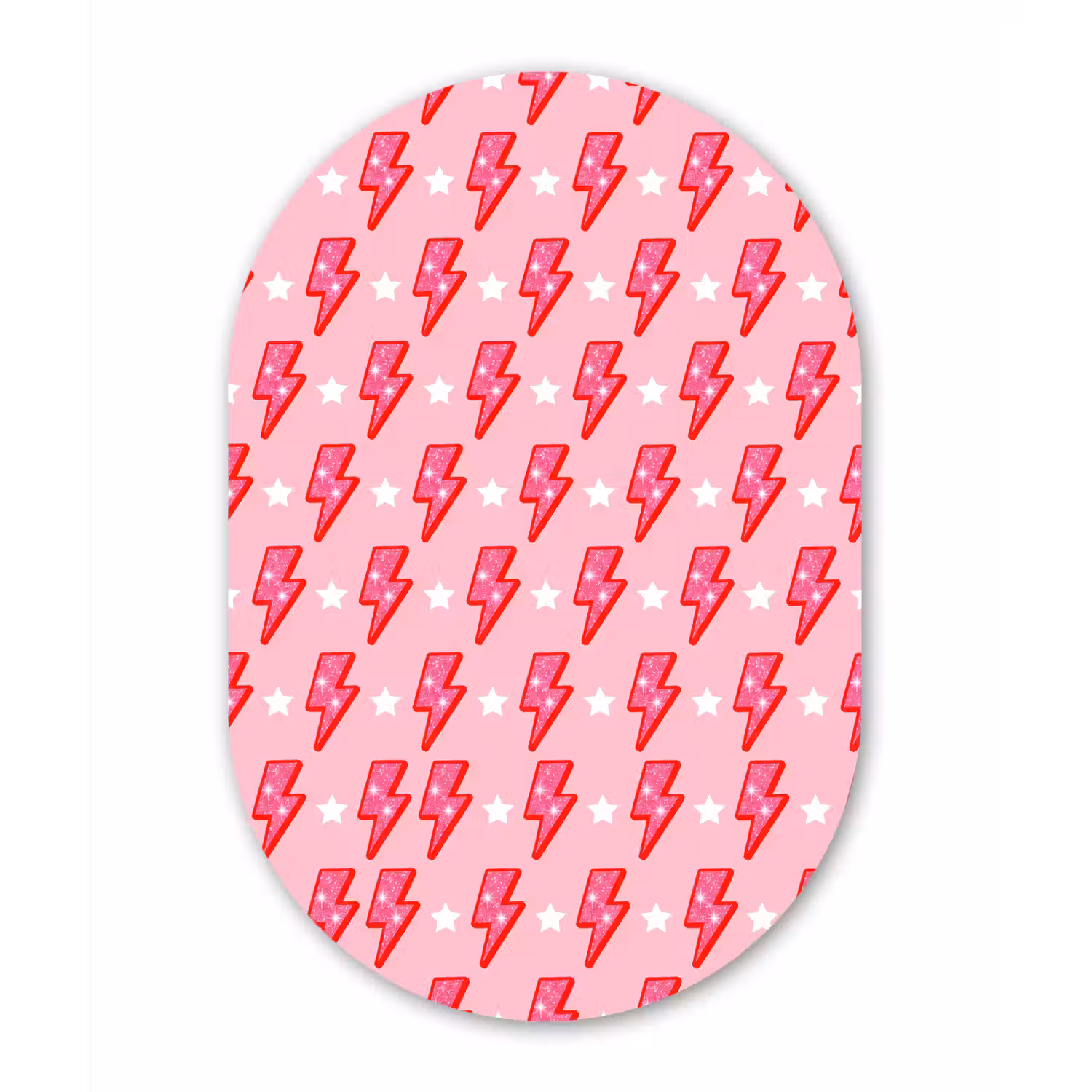 Patroon - Bliksem - Ster - Glitter - Roze Wandcirkel Ovaal Aluminium middel -3d