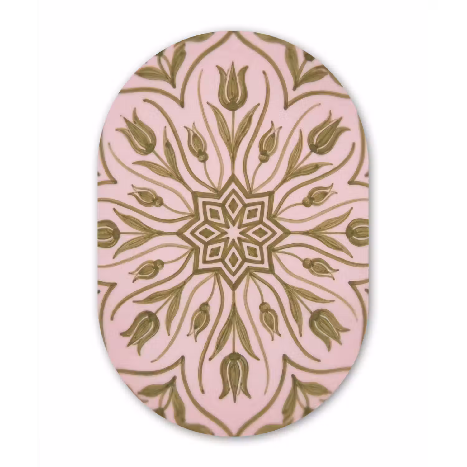 Patroon - Mandala - Decoratie - Abstract - Groen Wandcirkel Ovaal Aluminium middel -3d
