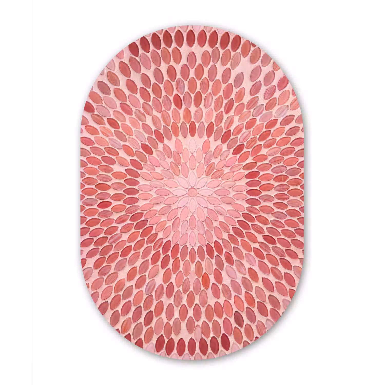 Patroon - Mozaïek - Ovaal - Abstract - Roze Wandcirkel Ovaal Aluminium middel -3d