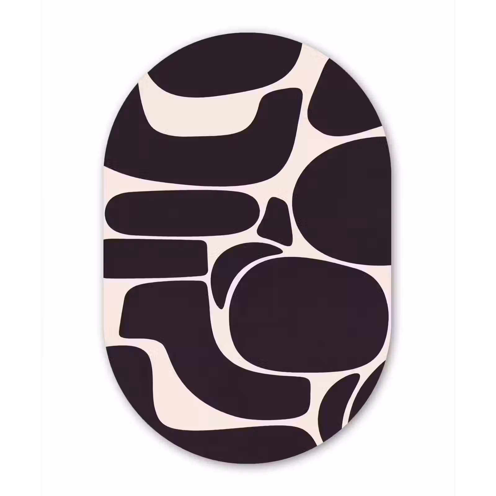 aluminium oval wall art - Pattern - Organic - Black - Patroon - Organisch - Zwart Wandcirkel Ovaal Aluminium middel