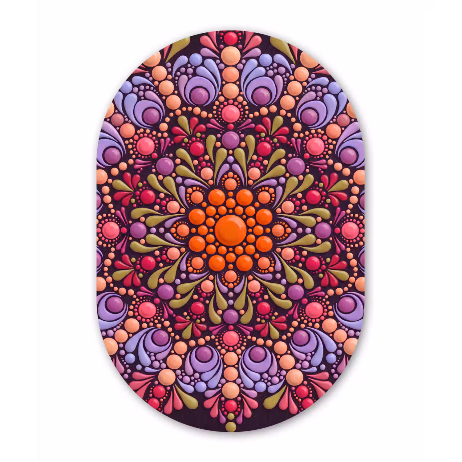 Patroon - Stippen - Abstract - Modern - Kleurrijk Wandcirkel Ovaal Aluminium middel -3d