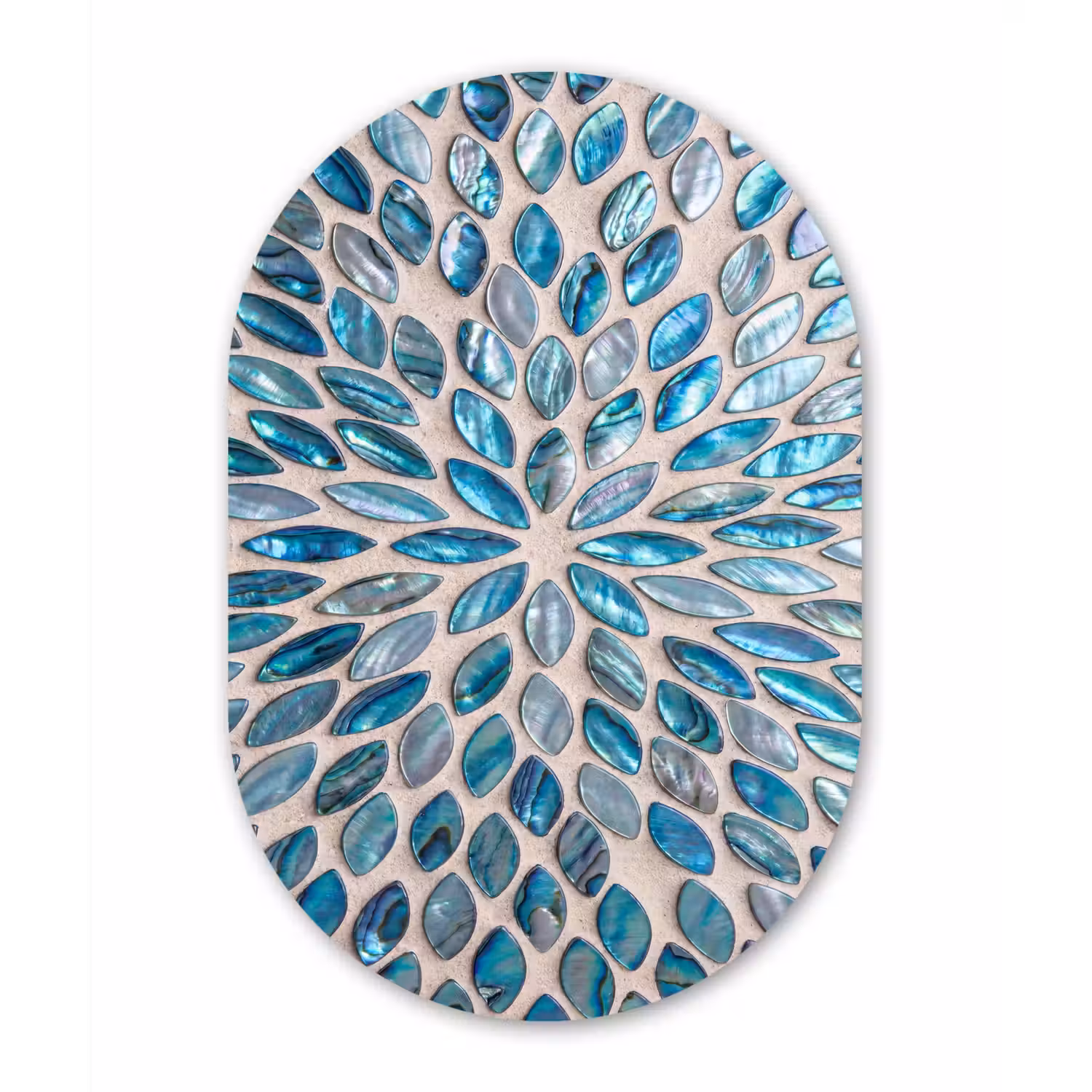 Patroon - Glans - Abstract - Blauw - Decoratie Wandcirkel Ovaal Aluminium middel -3d